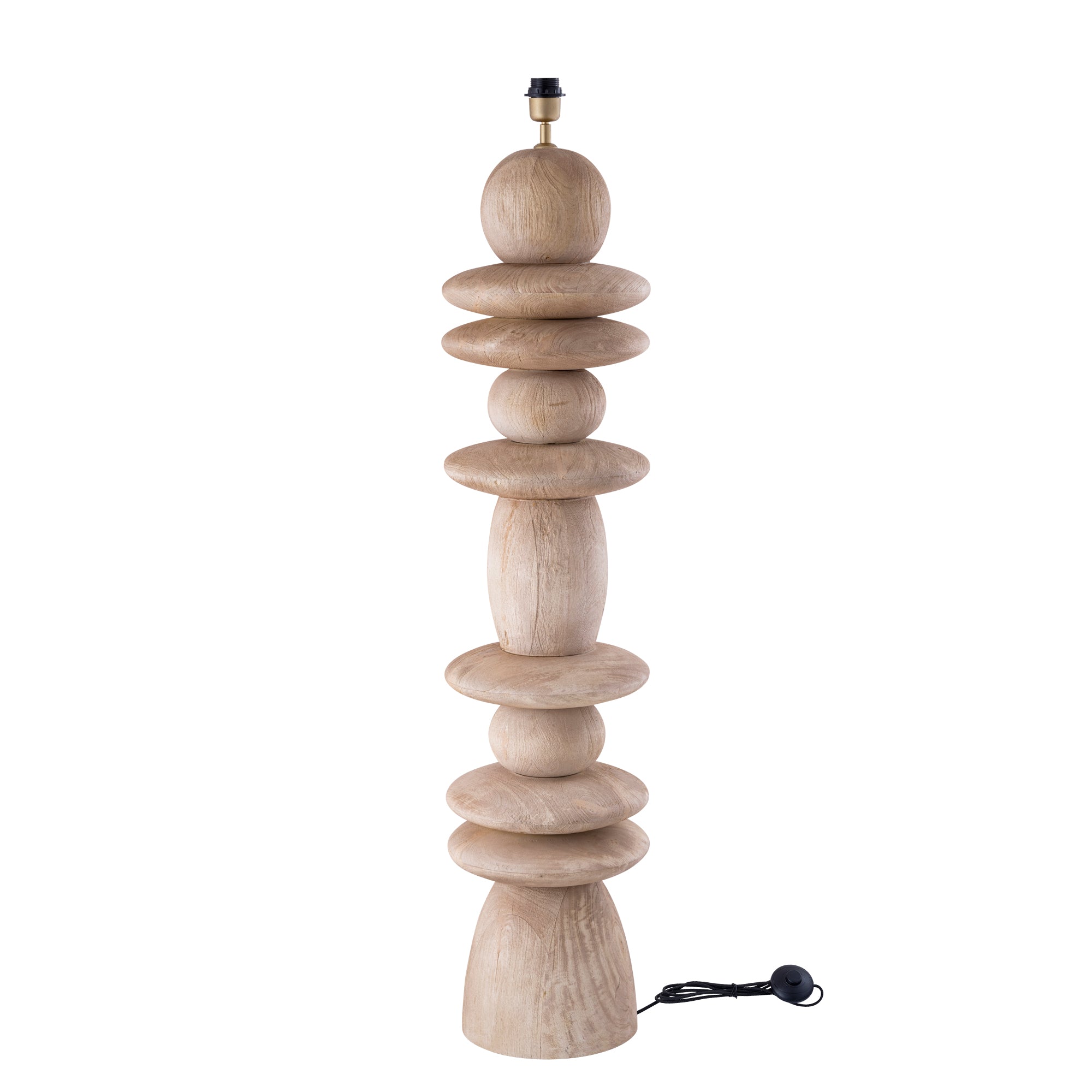 Callain Natural Mango Wood Floor Lamp Base Round