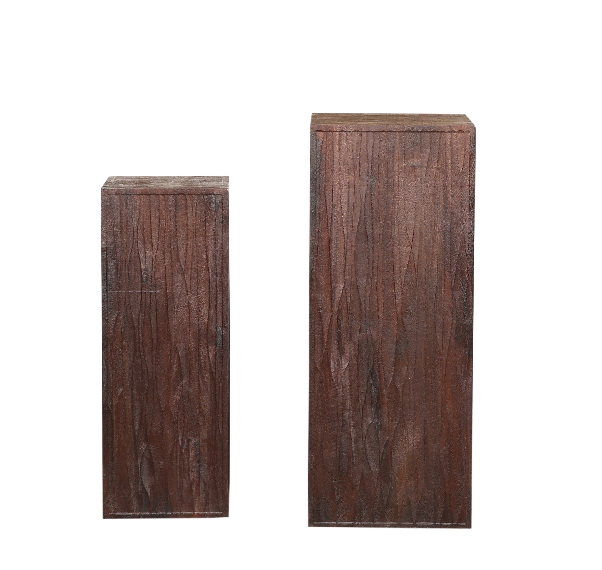 Riko Brown Mango Wood Wavy Carved Pedestal SV2