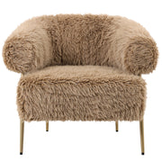 Hair Brown Fauteuil Gold Metal Base
