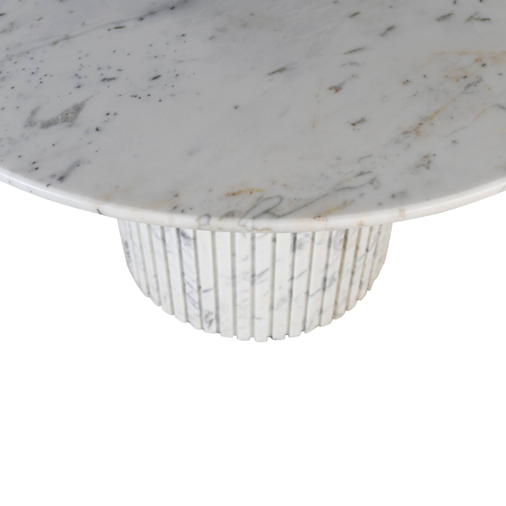 Eettafel Neelim White Marble Ribbed Base Round