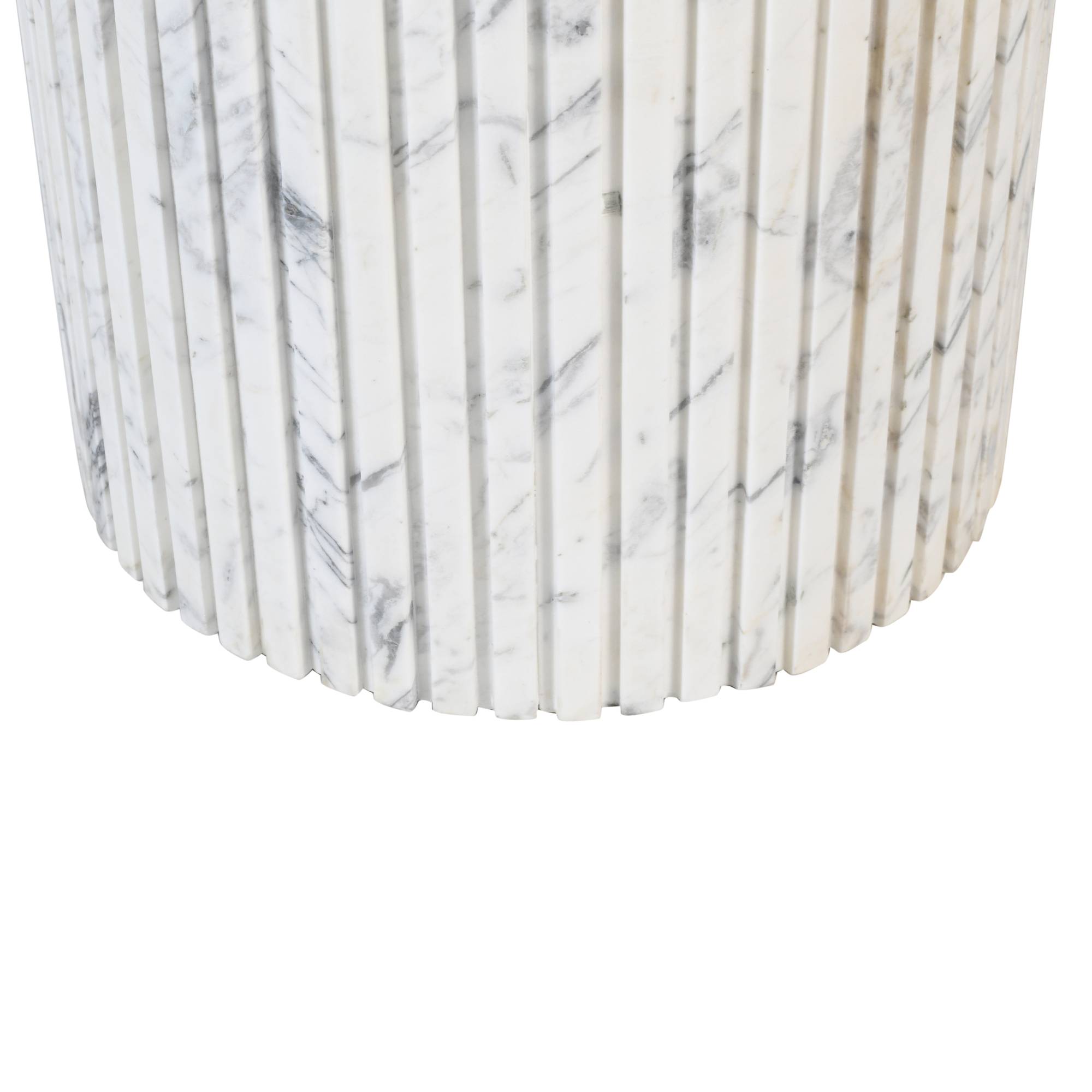 Eettafel Neelim White Marble Ribbed Base Round