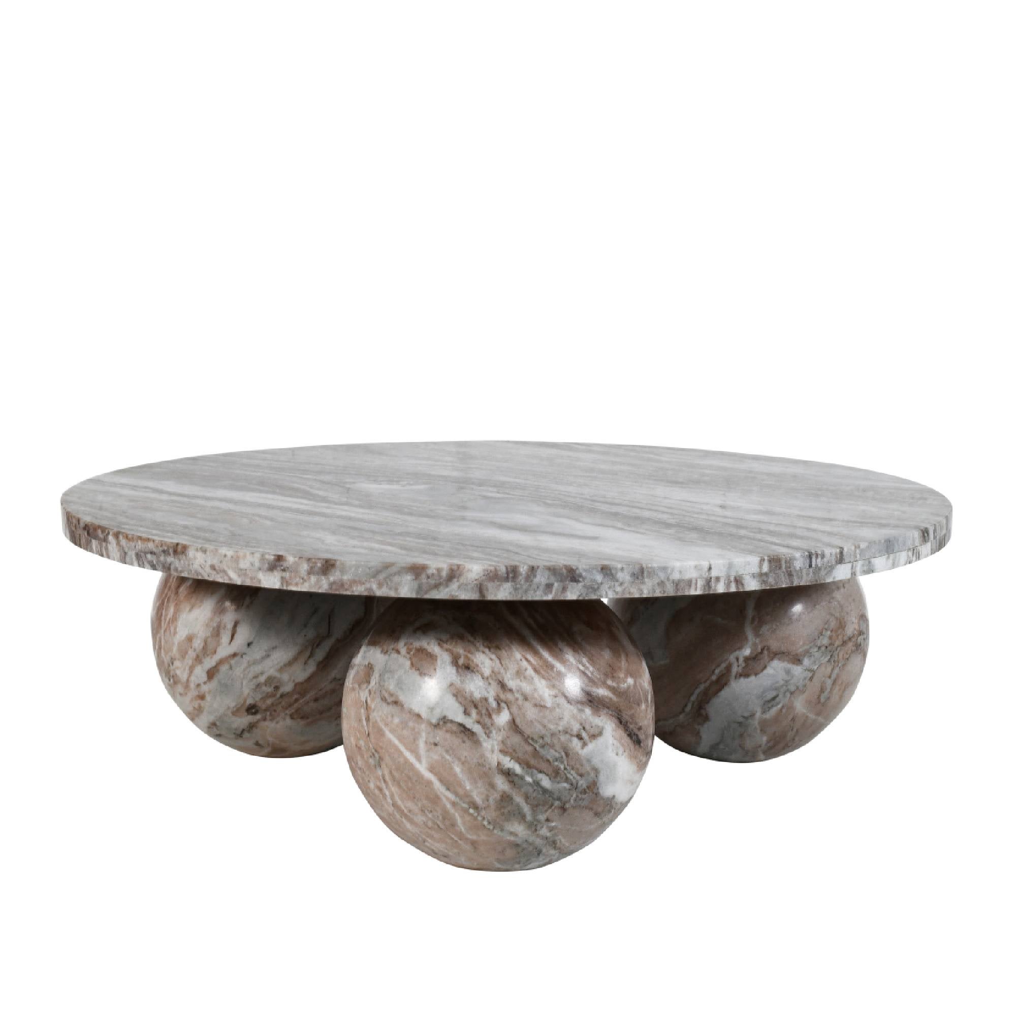 Salontafel Diro Beige Marble 3 Ball Round