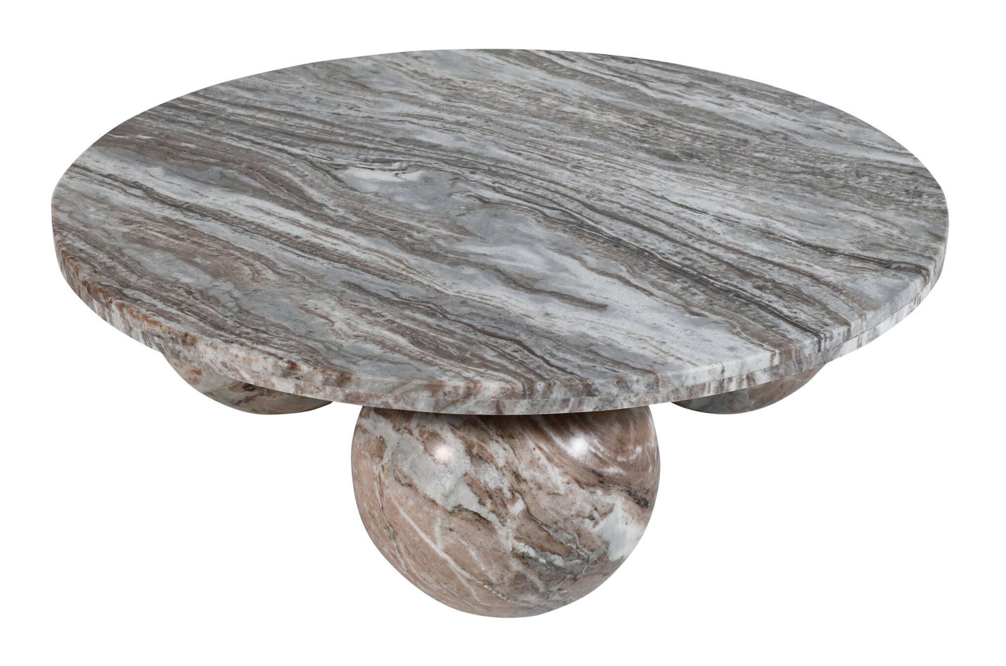 Salontafel Diro Beige Marble 3 Ball Round