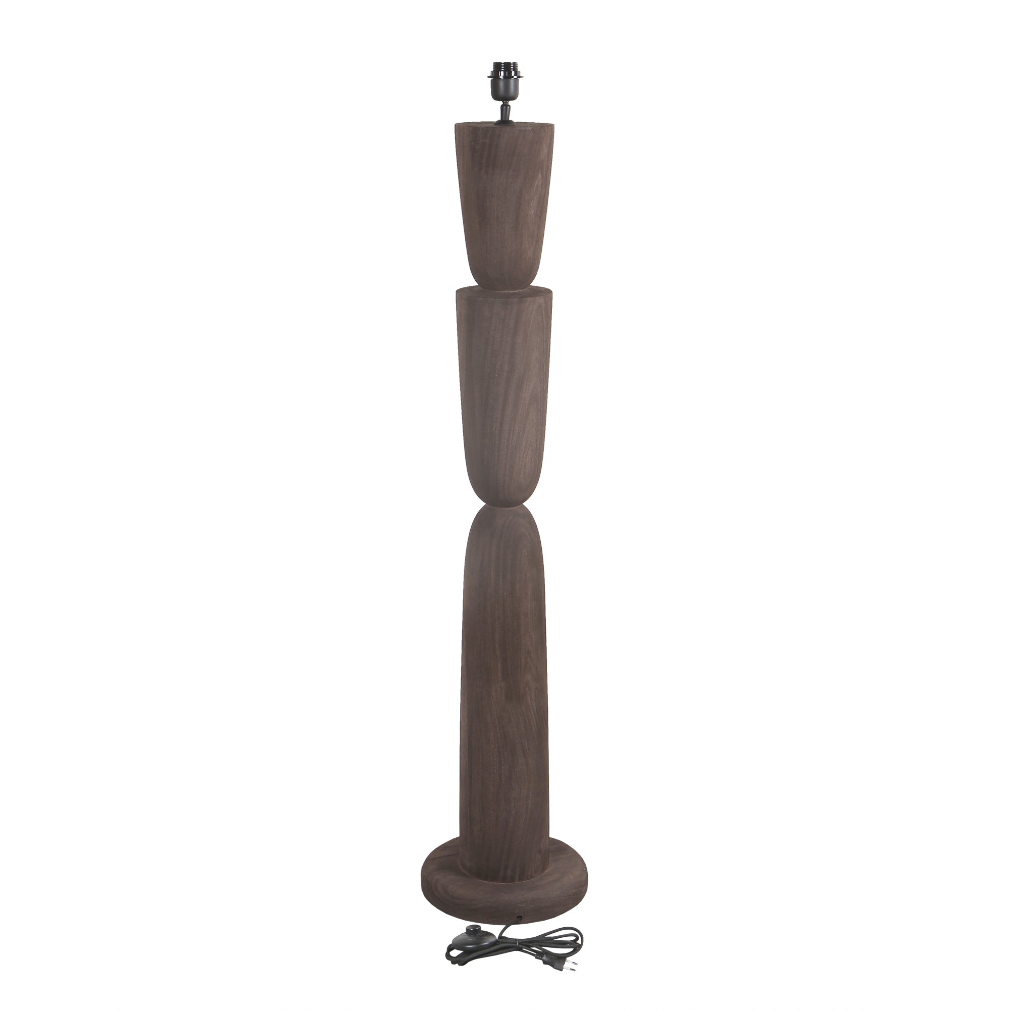 Lorinne Brown Mango Wood Layered Floor Lamp Base