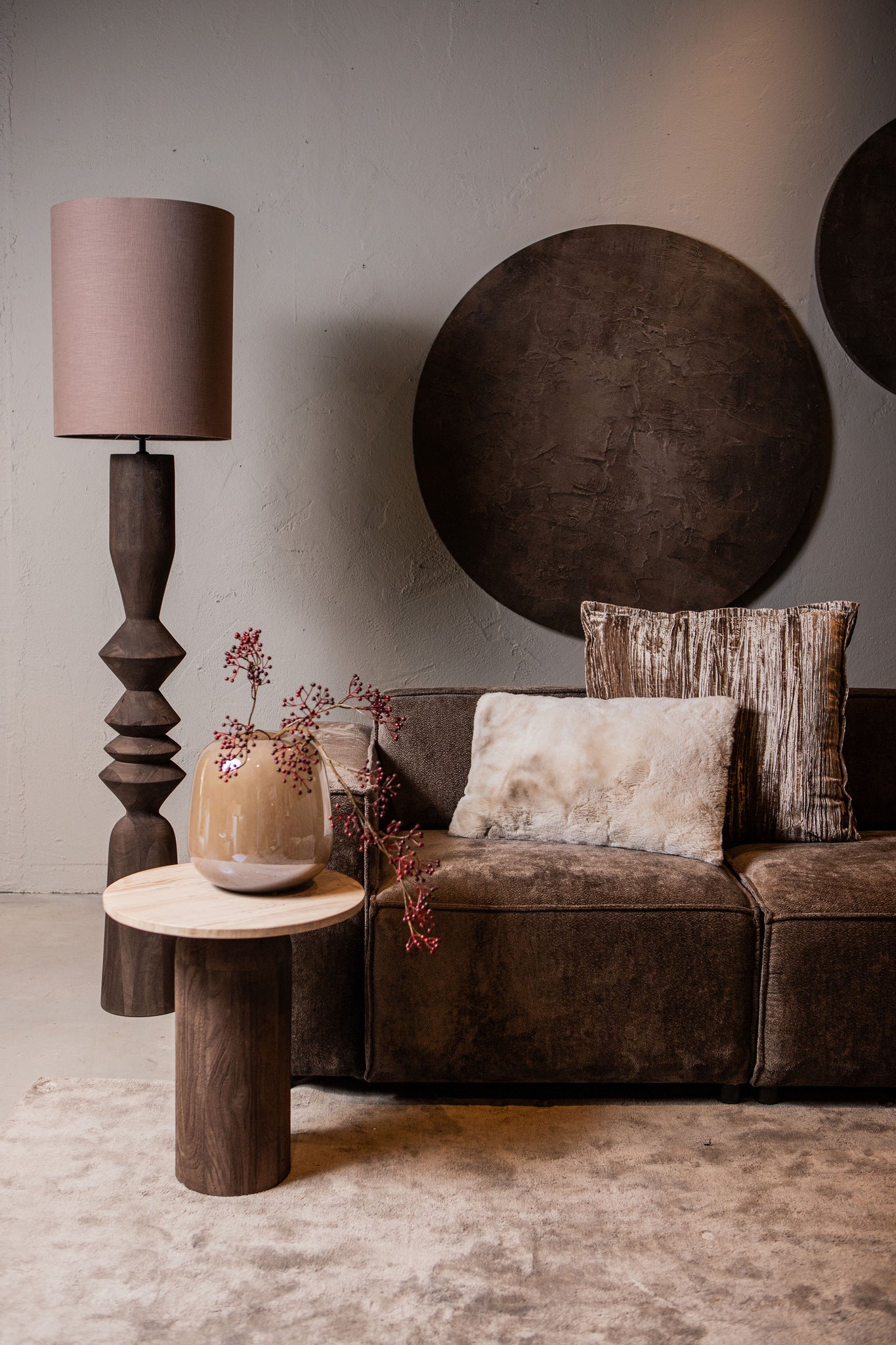 Elaine Brown Mango Wood Round Floor Lamp Base