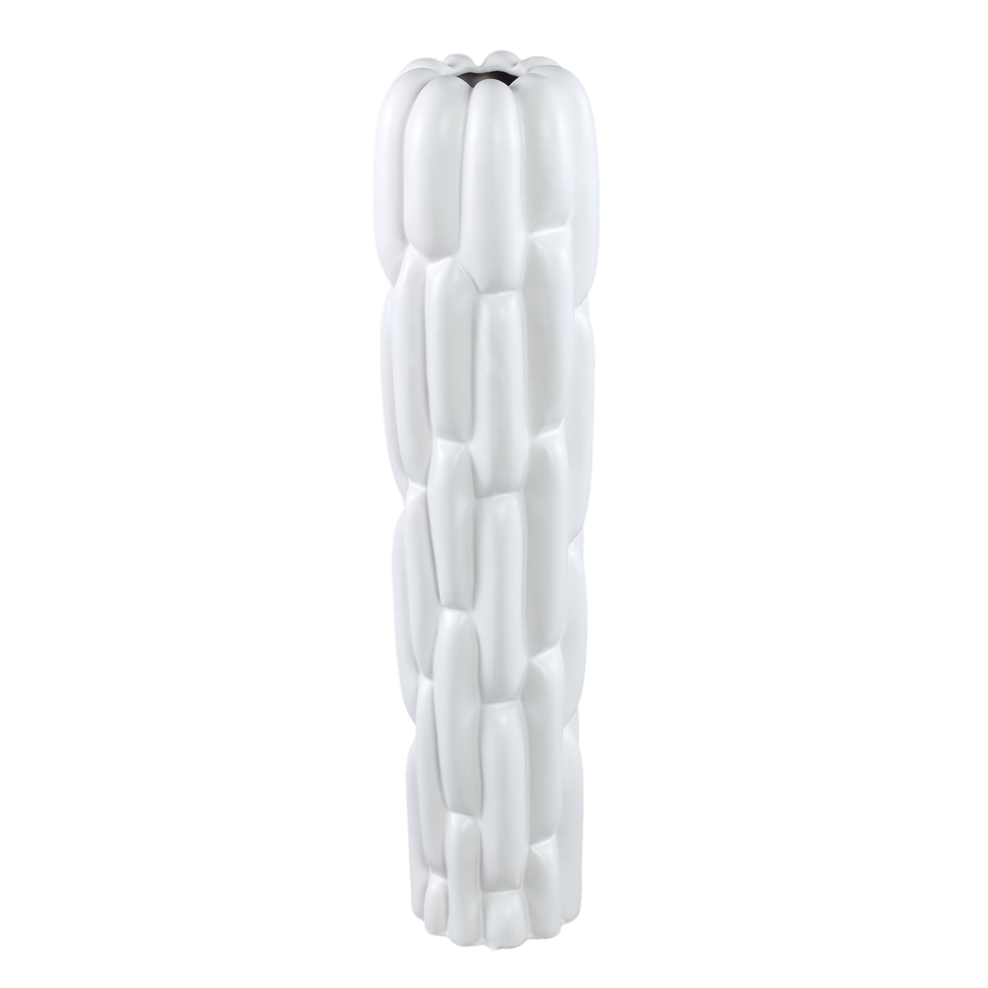 Seanis White Round Ceramic Vase Block Pattern L