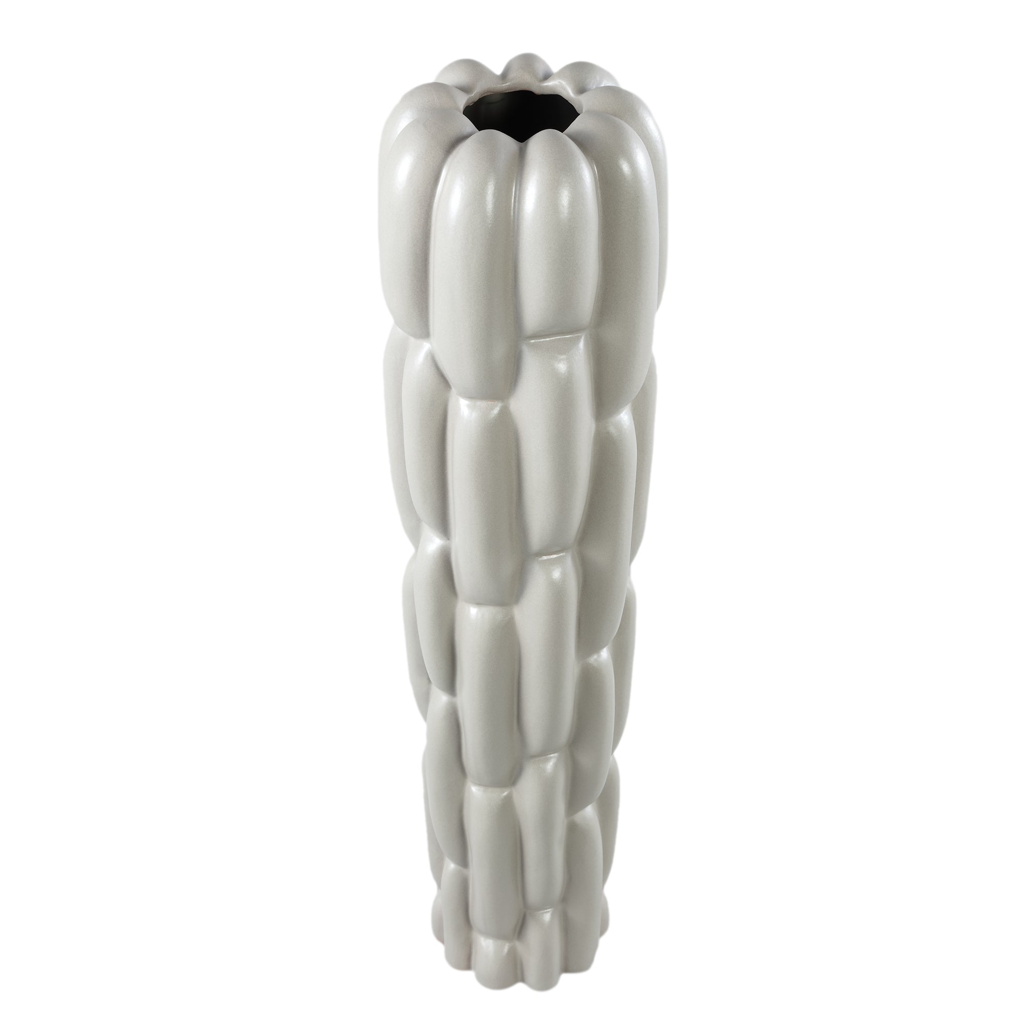 Seanis Grey Round Ceramic Vase Block Pattern L