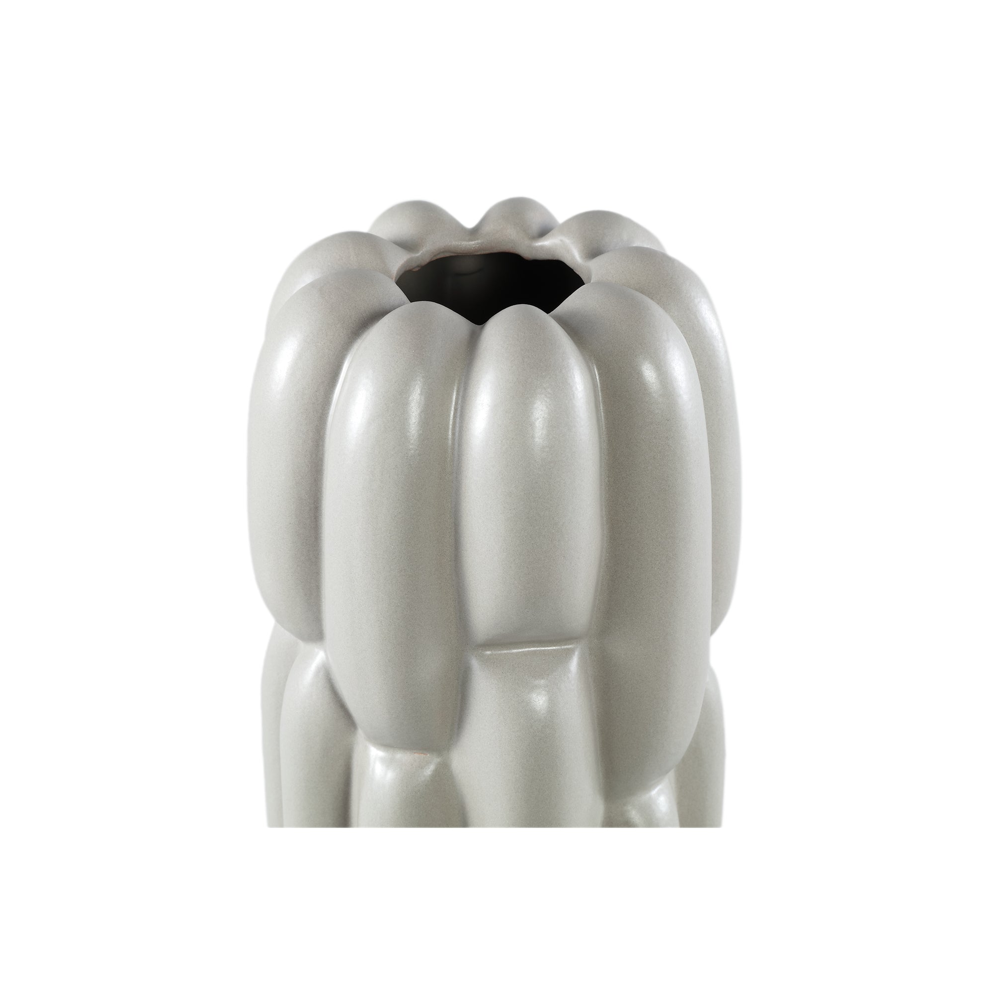 Seanis Grey Round Ceramic Vase Block Pattern L