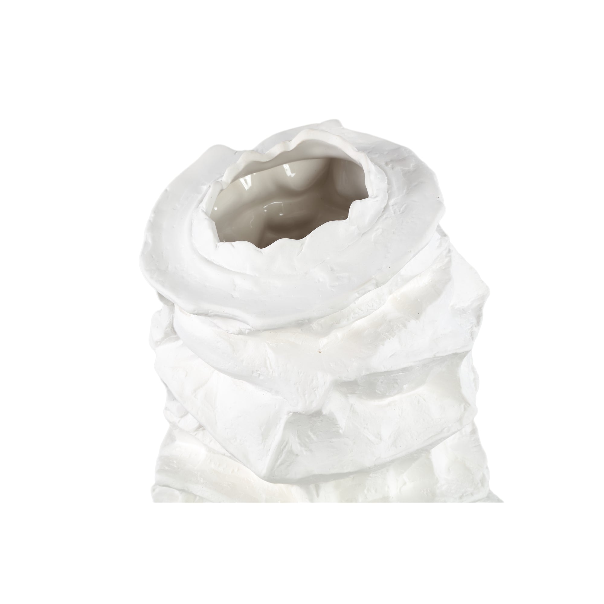 Aharon White Ceramic Irregular Shaped Vase Slim L