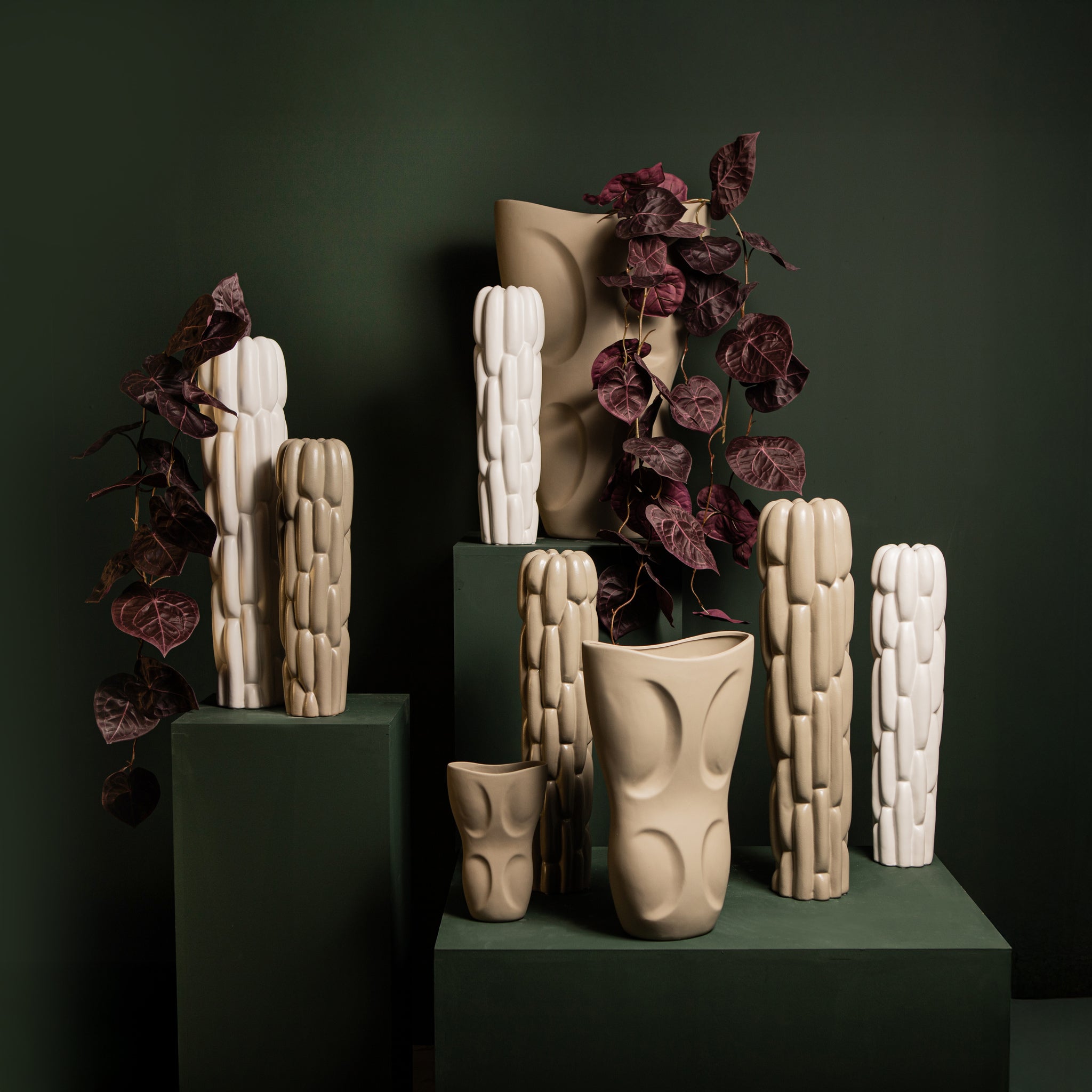 Dayna Grey Oval Ceramic Vase With Pattern L