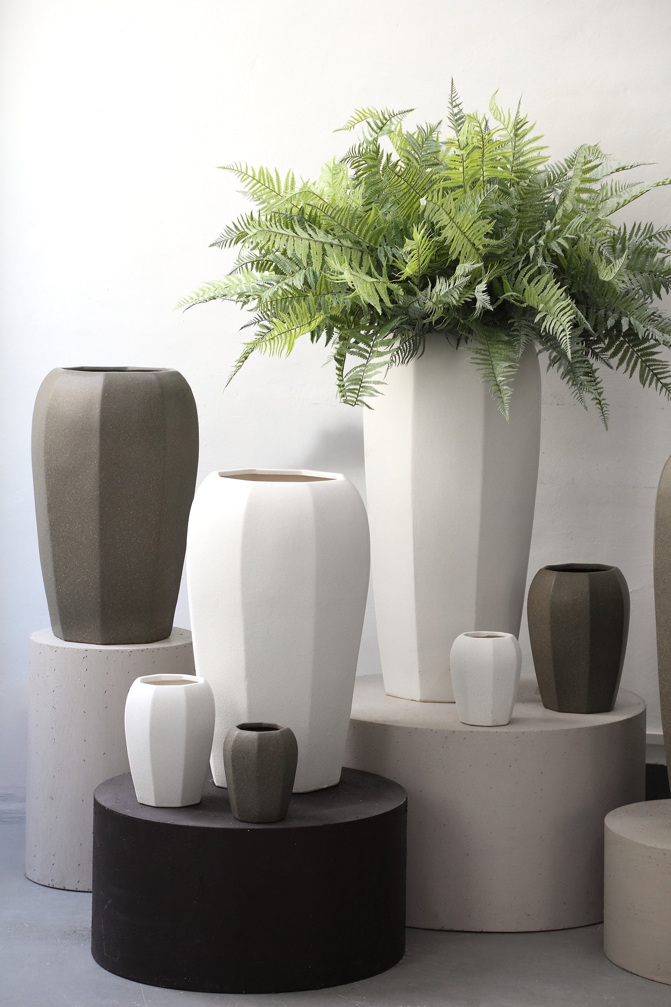 Myrick Dark Brown Ceramic Pot Octagon Shape L