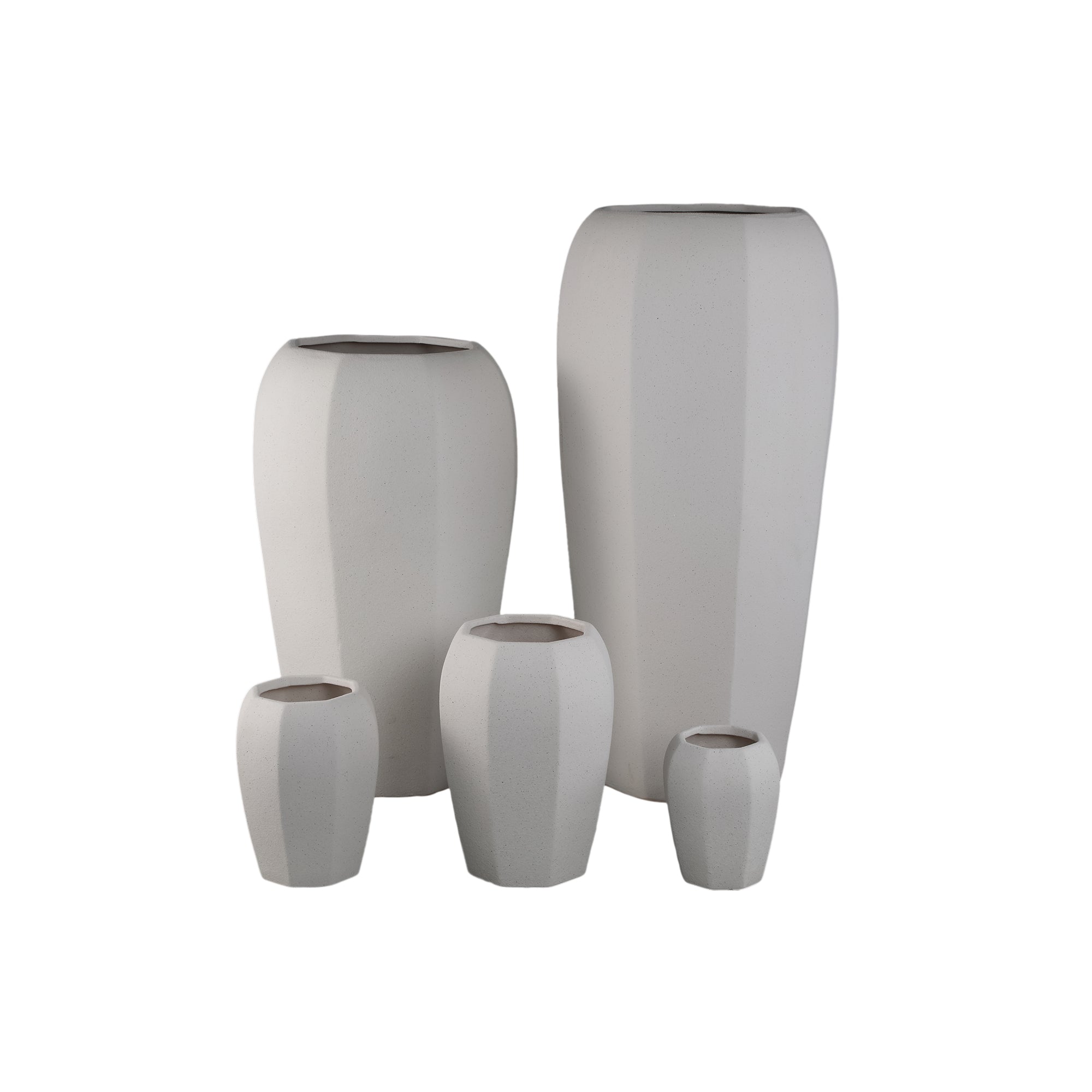 Myrick Cream Ceramic Pot Octagon Shape L