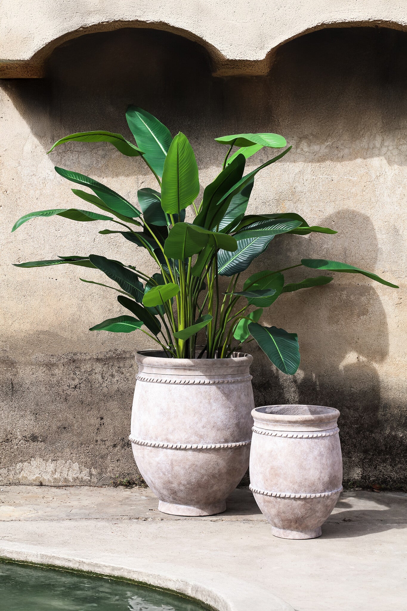 Melecia Beige Fiber Cement Earthy Jar Pot Big L