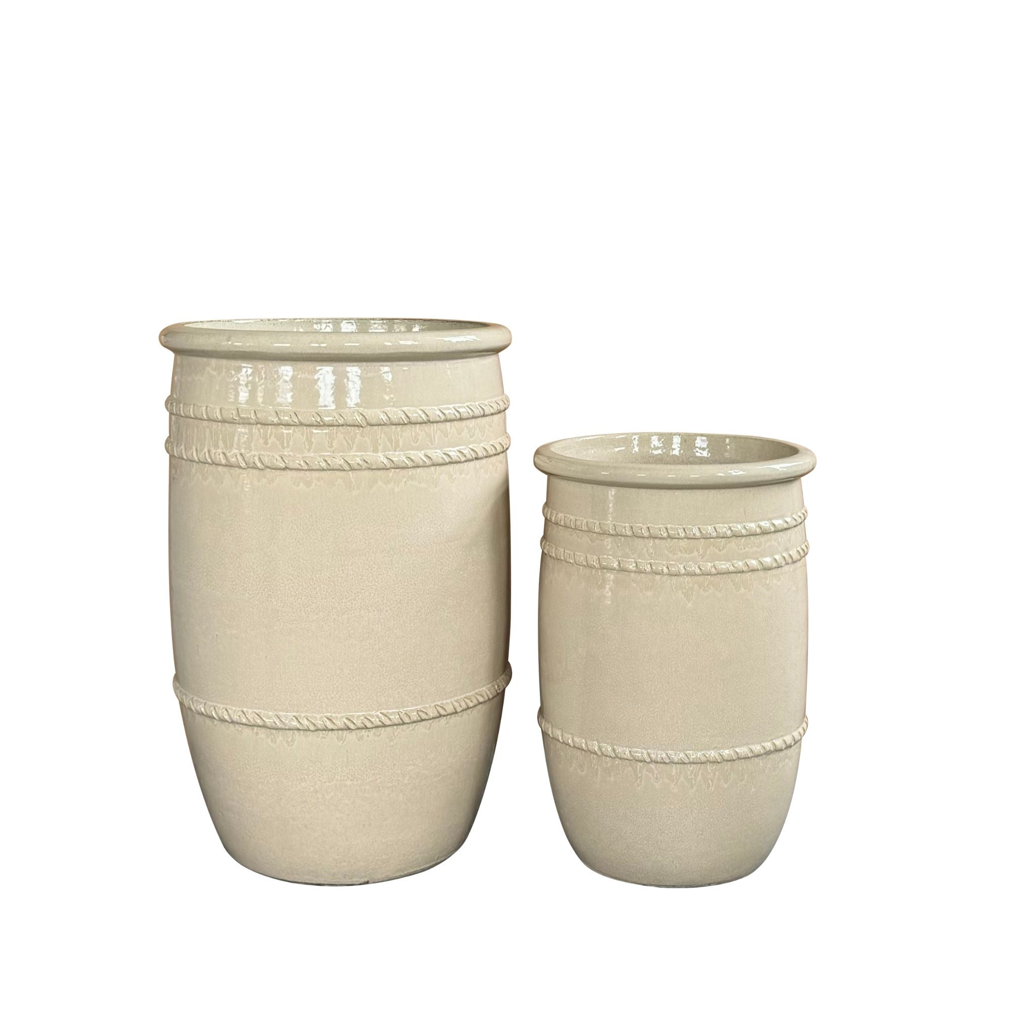 Lilliah Cream Ceramic Pot High Set Of 2
