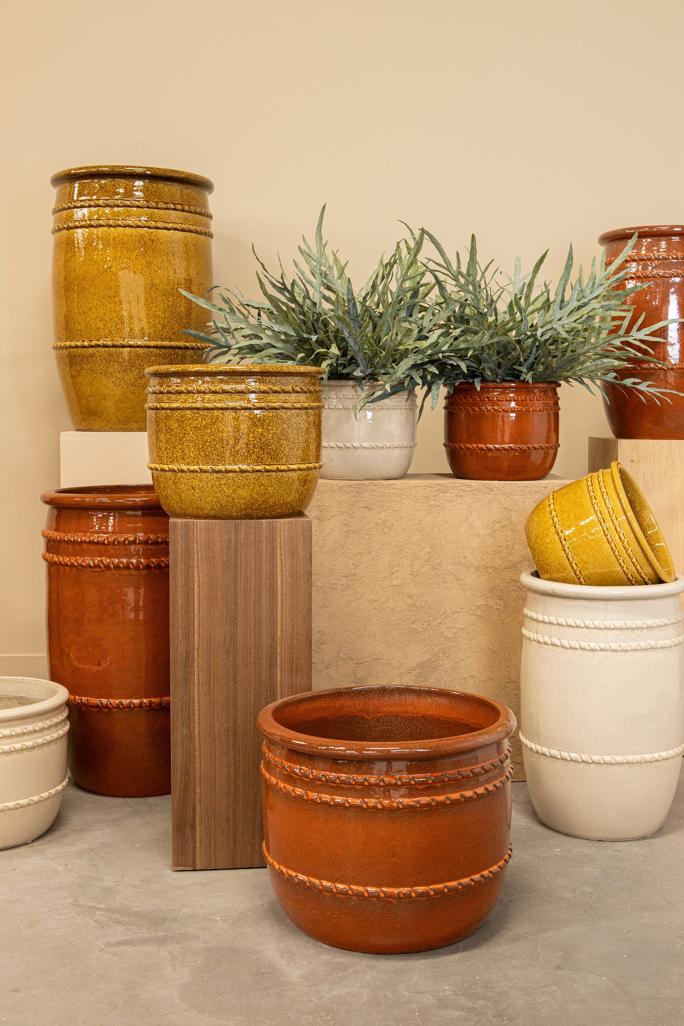 Lilliah Cream Ceramic Pot High Set Of 2