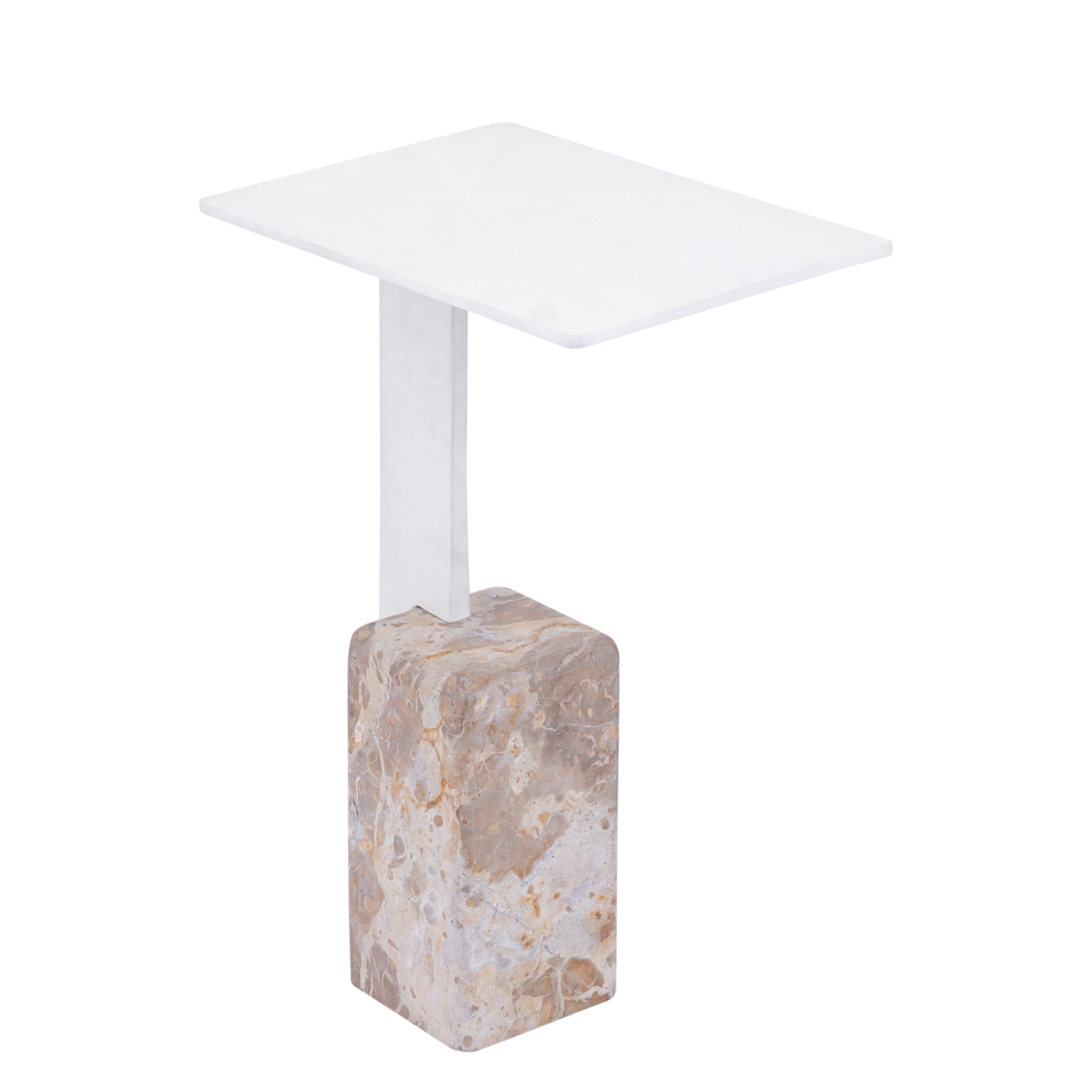 Ebe Beige Marble Sidetable With Rectangle Alu Top