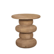 Keven Natural Mango Wood Ribbed Sidetable Round