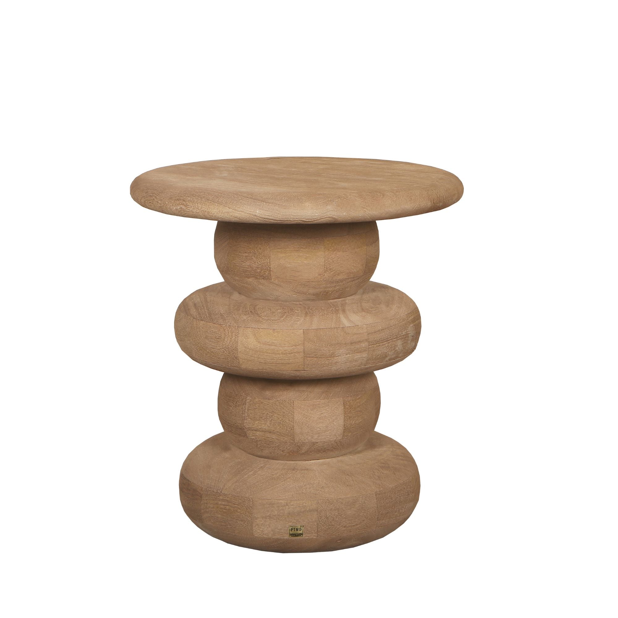 Keven Natural Mango Wood Ribbed Sidetable Round