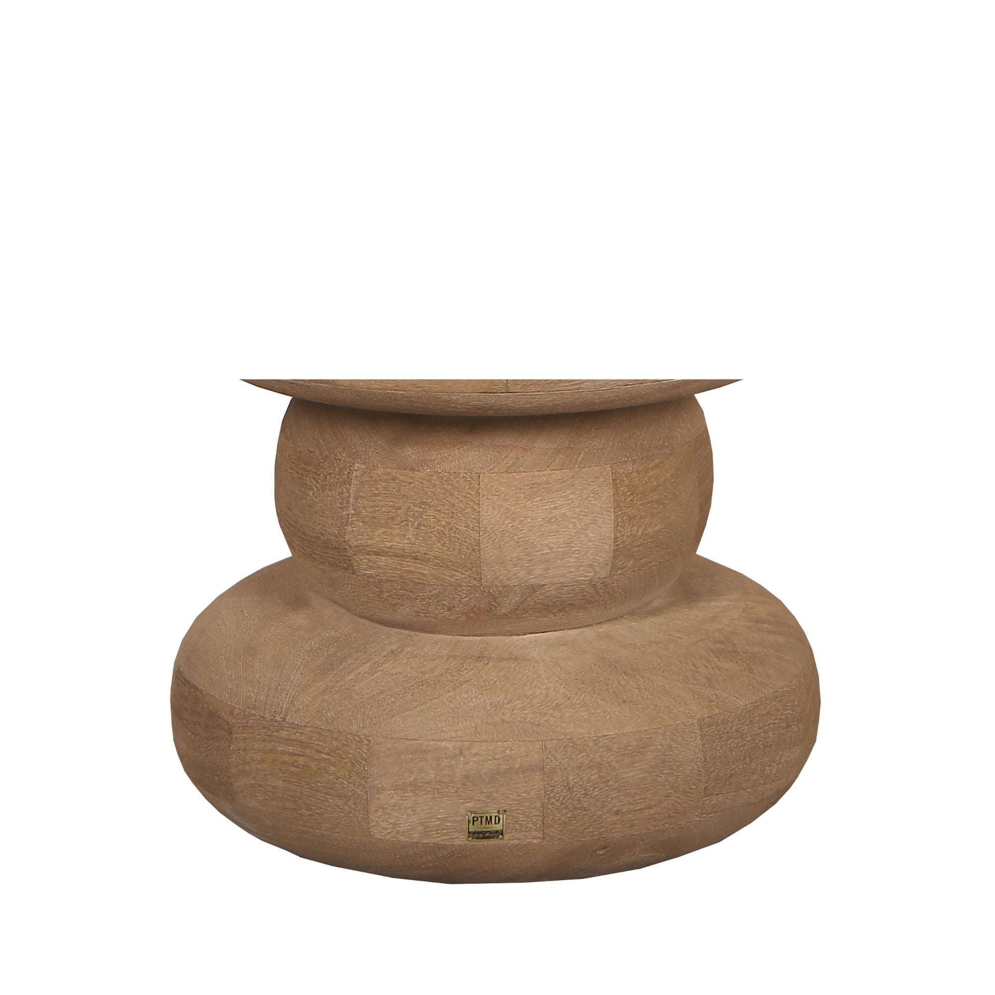 Keven Natural Mango Wood Ribbed Sidetable Round