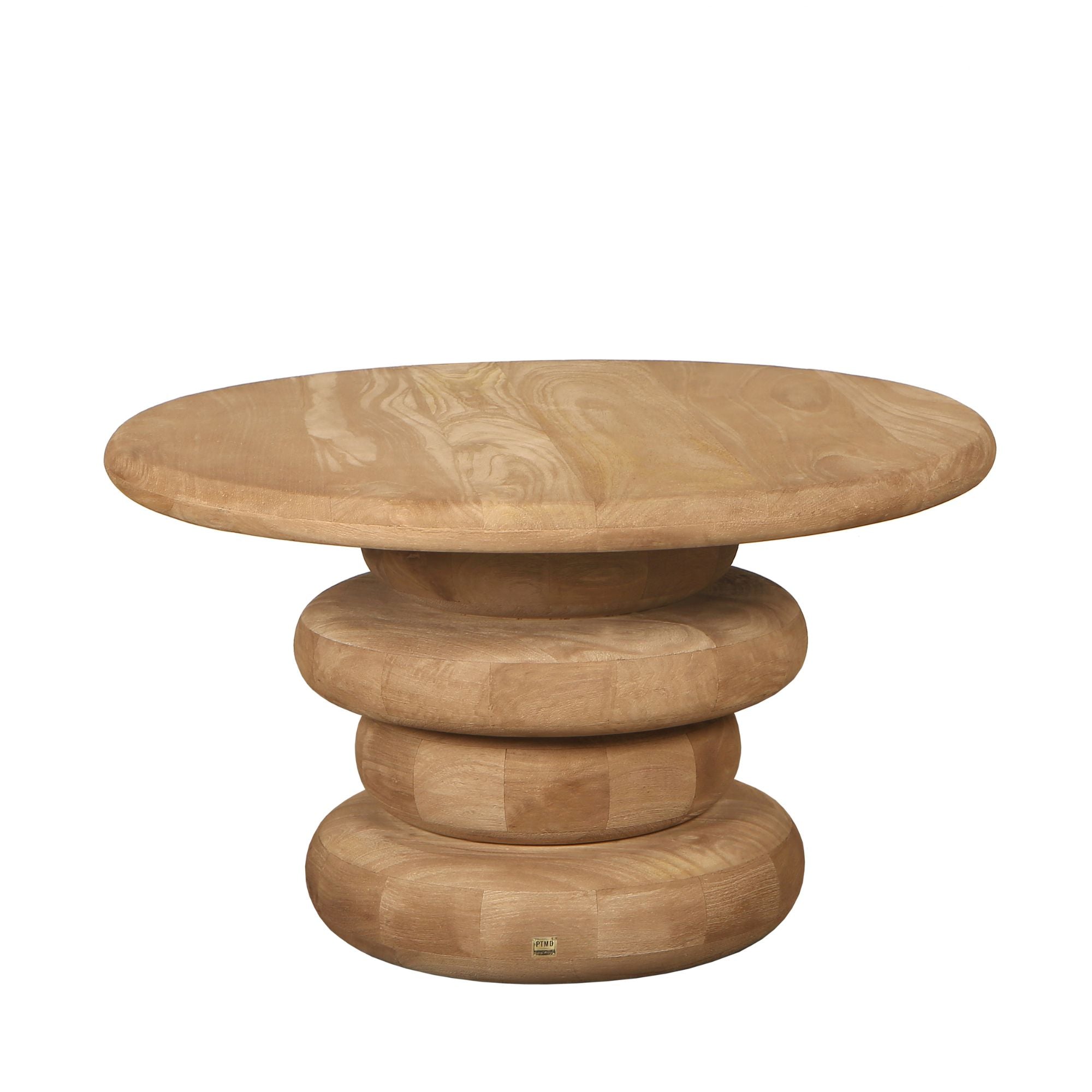 Salontafel Keven Natural Mango Wood Ribbed Round