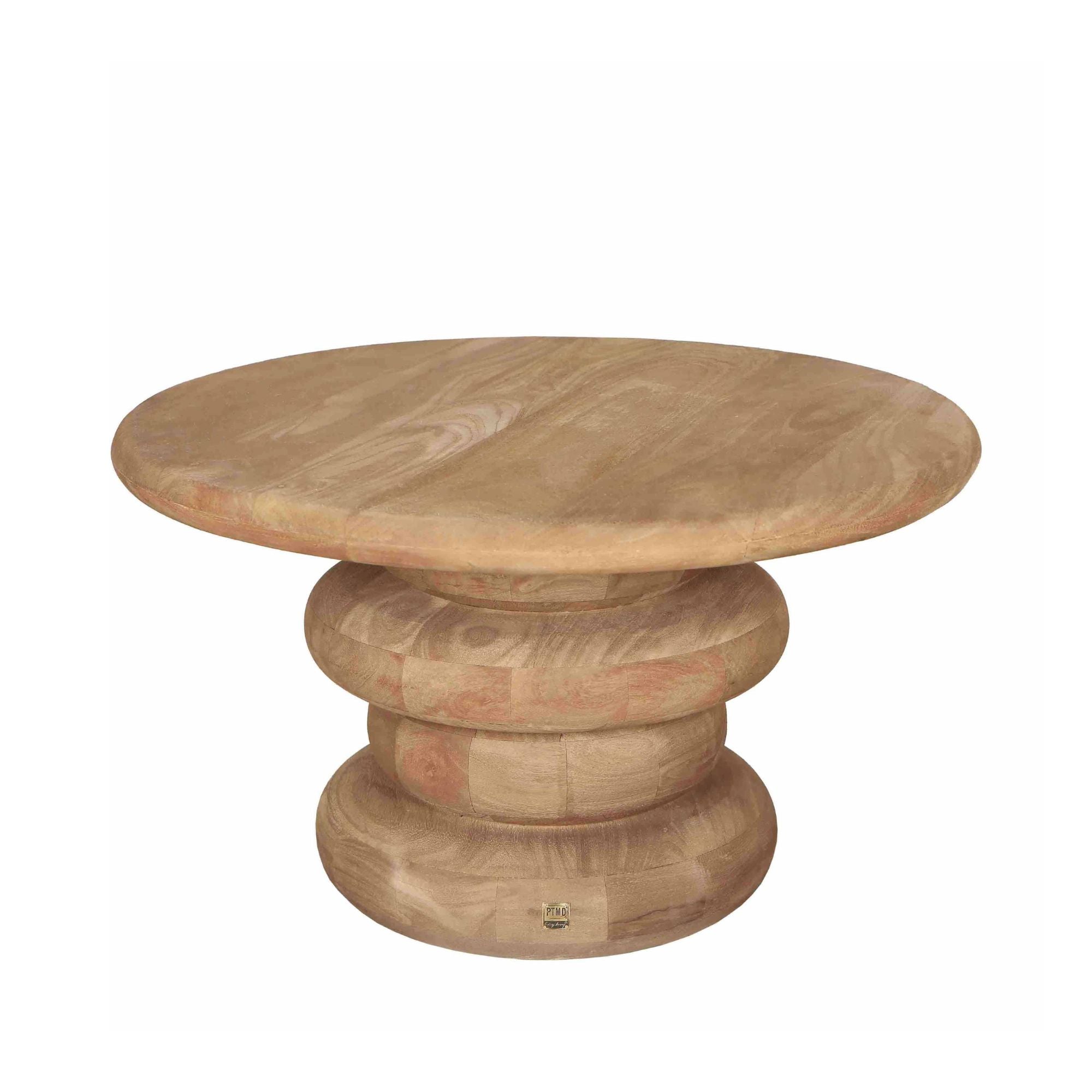 Salontafel Keven Natural Mango Wood Ribbed Round