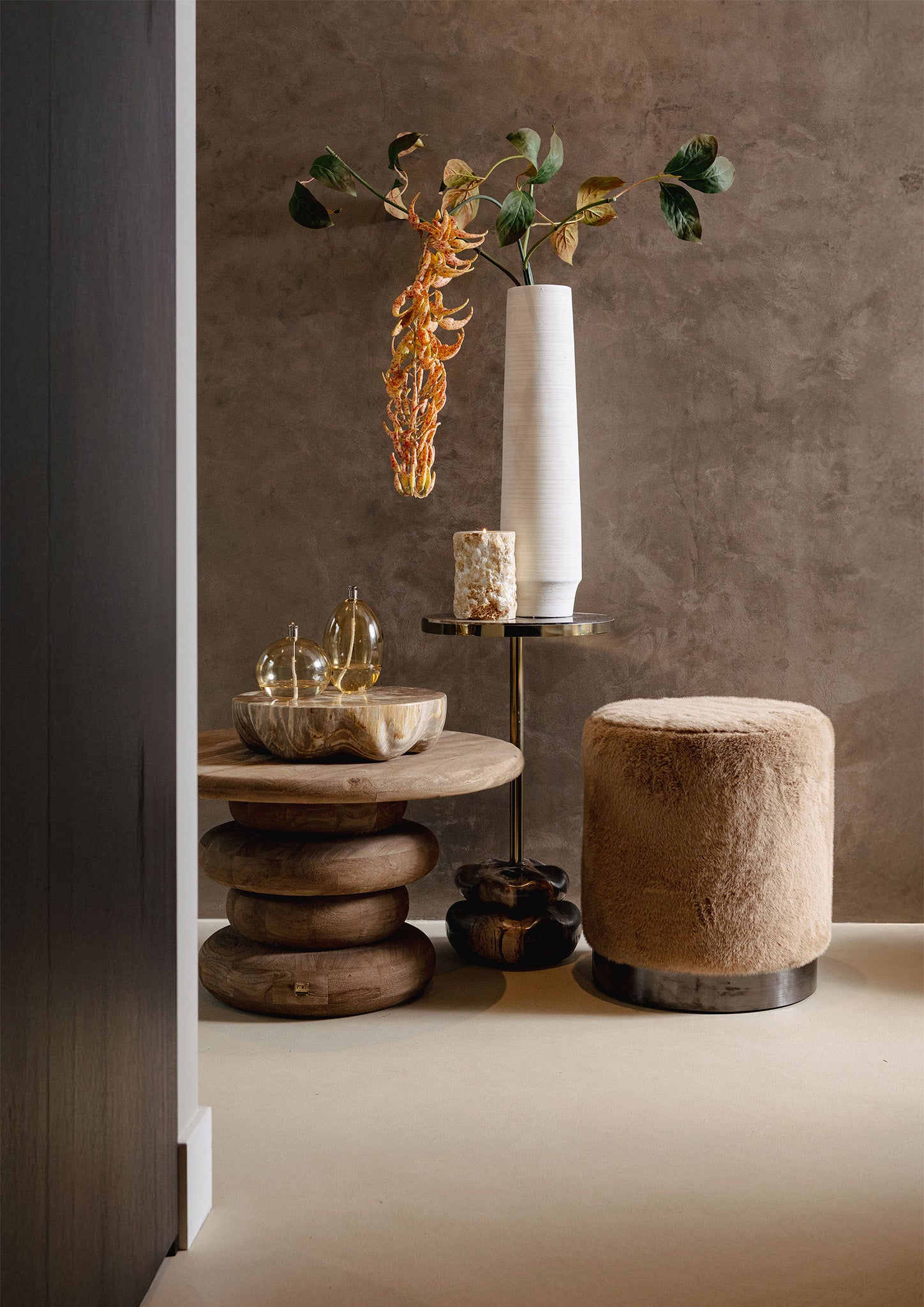 Salontafel Keven Natural Mango Wood Ribbed Round