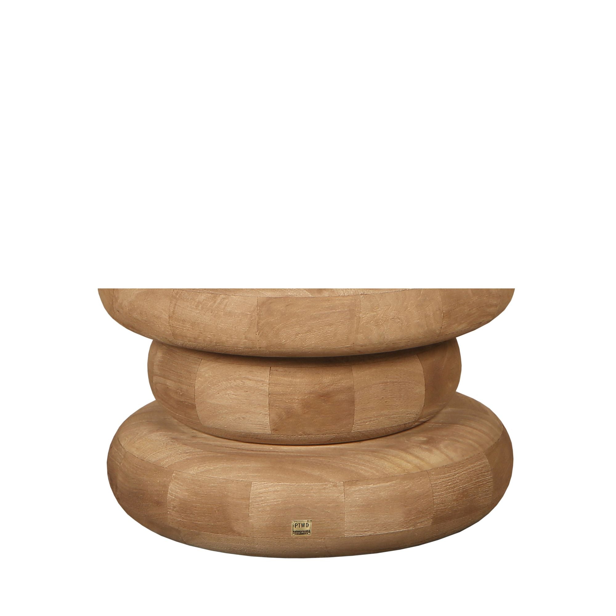 Salontafel Keven Natural Mango Wood Ribbed Round