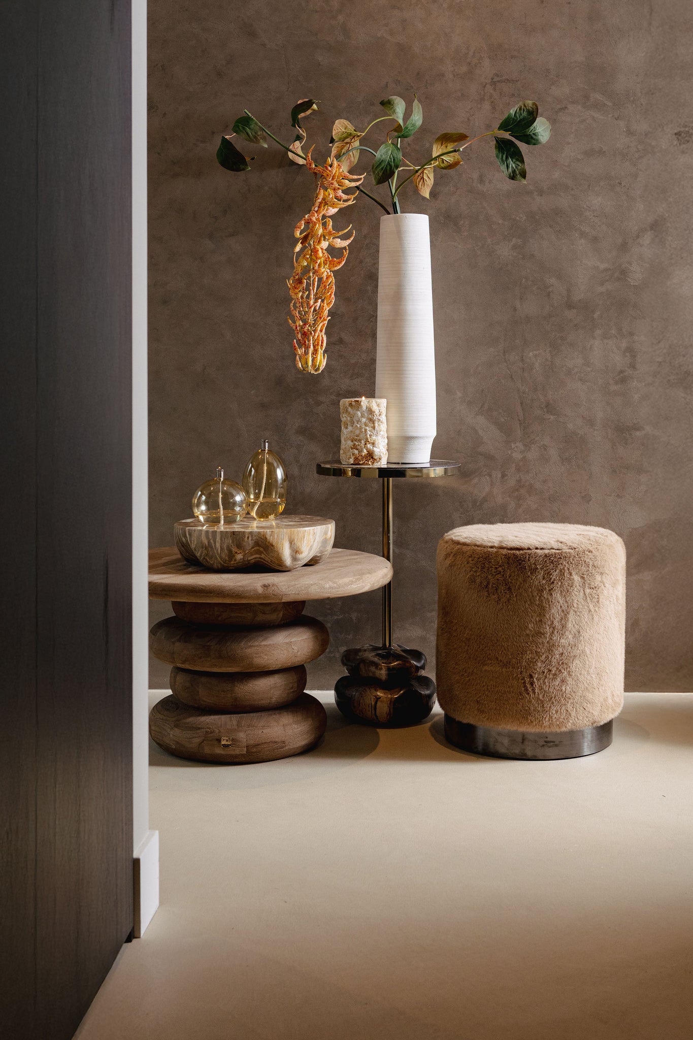 Salontafel Keven Natural Mango Wood Ribbed Round
