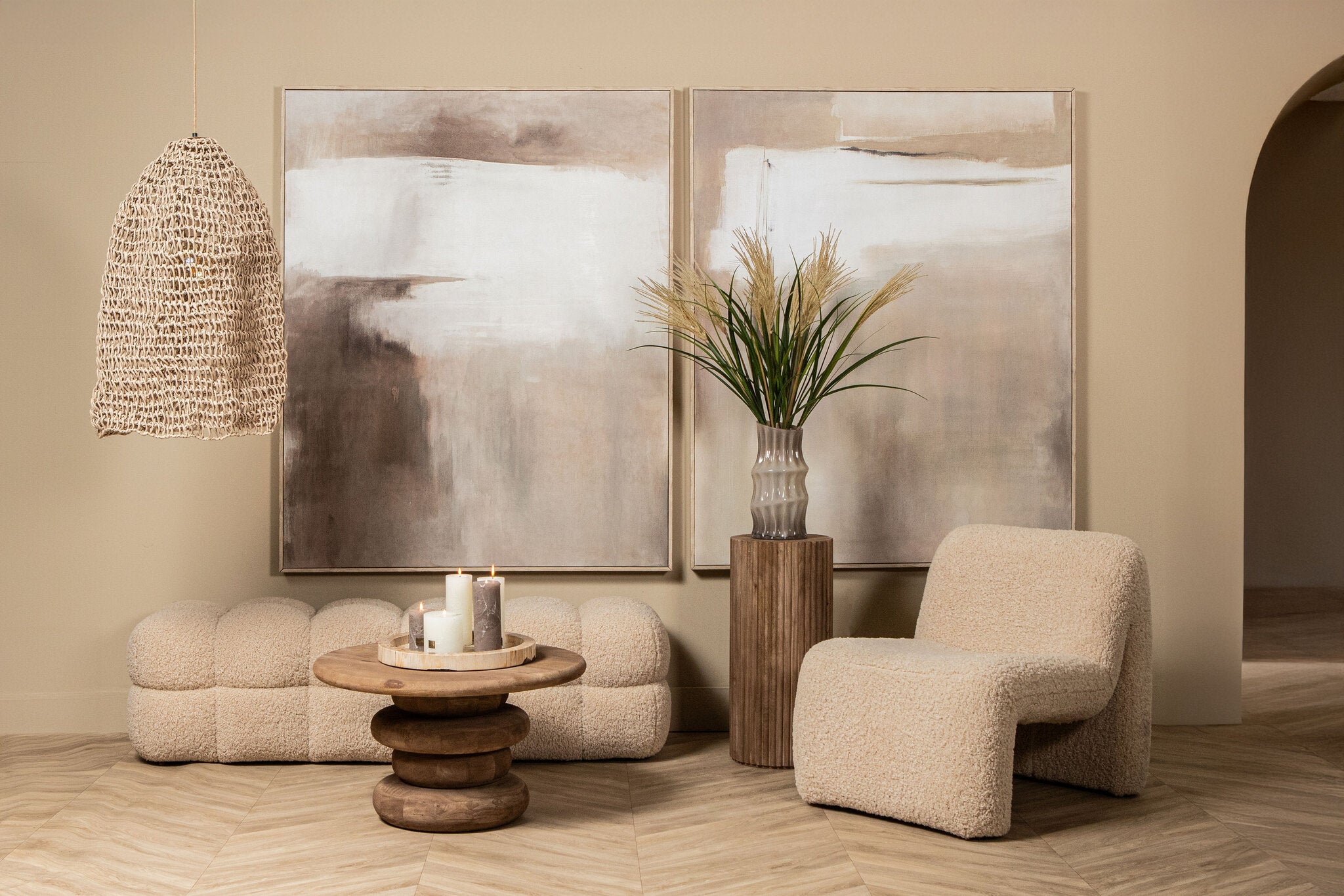 Salontafel Keven Natural Mango Wood Ribbed Round