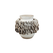Wina Beige ceramic vase with round scales low S