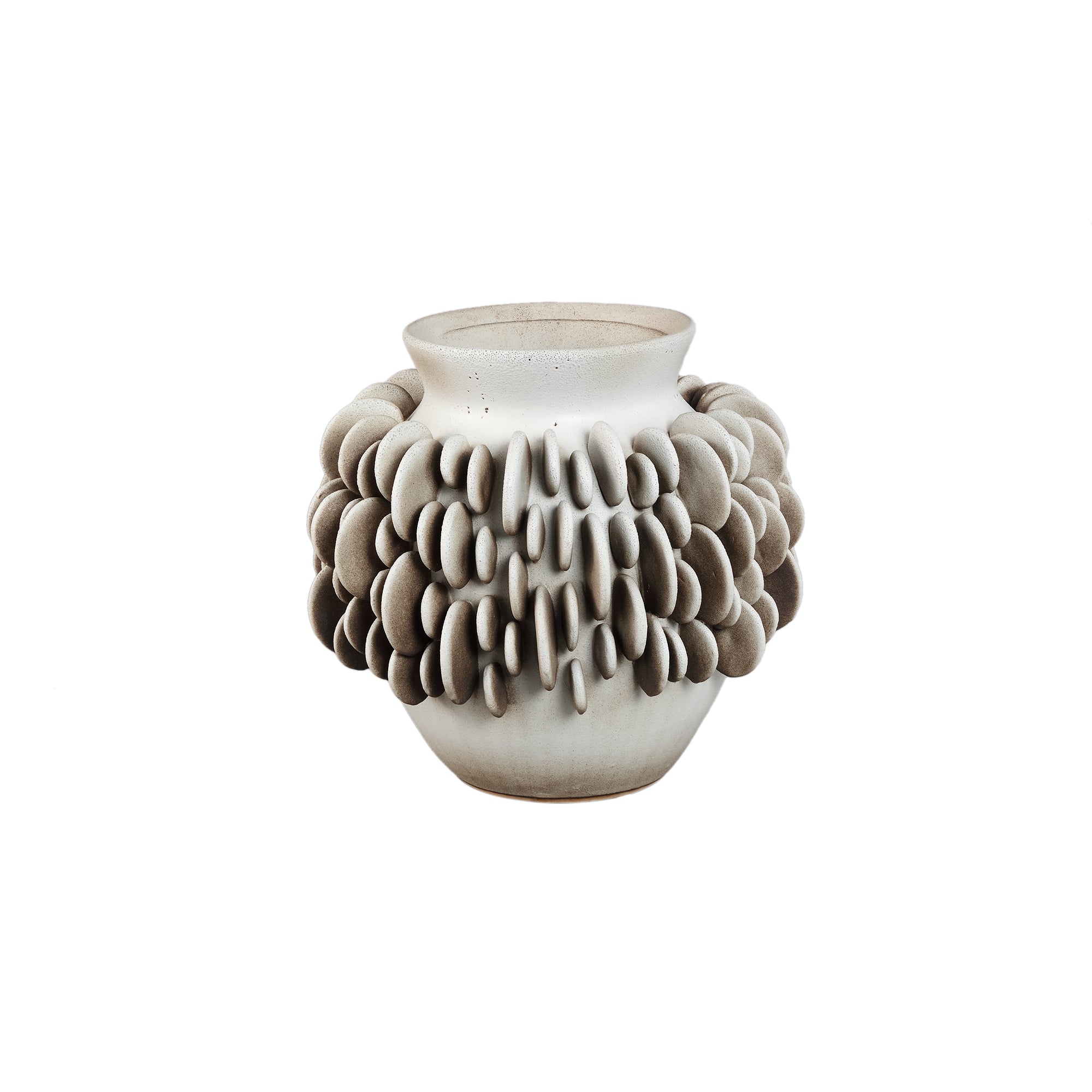 Wina Beige ceramic vase with round scales low S