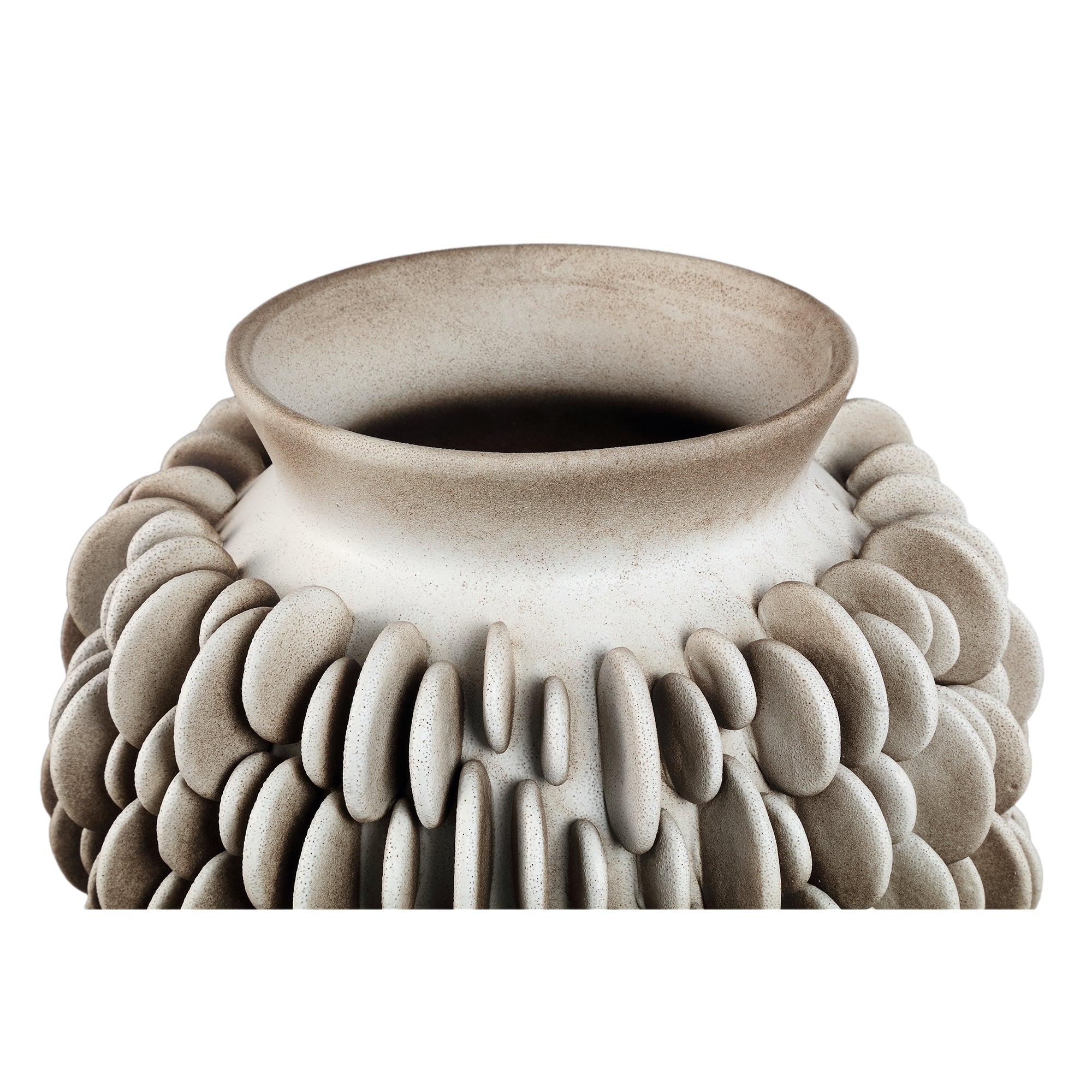 Wina Beige ceramic vase with round scales low S