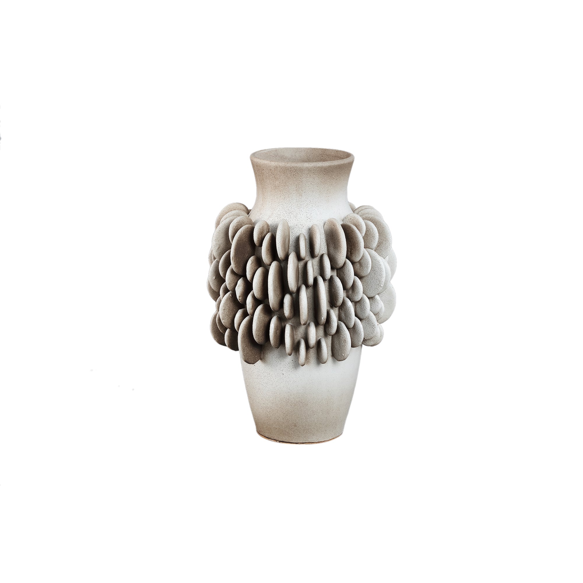 Wina Beige Ceramic Vase With Round Scales High S