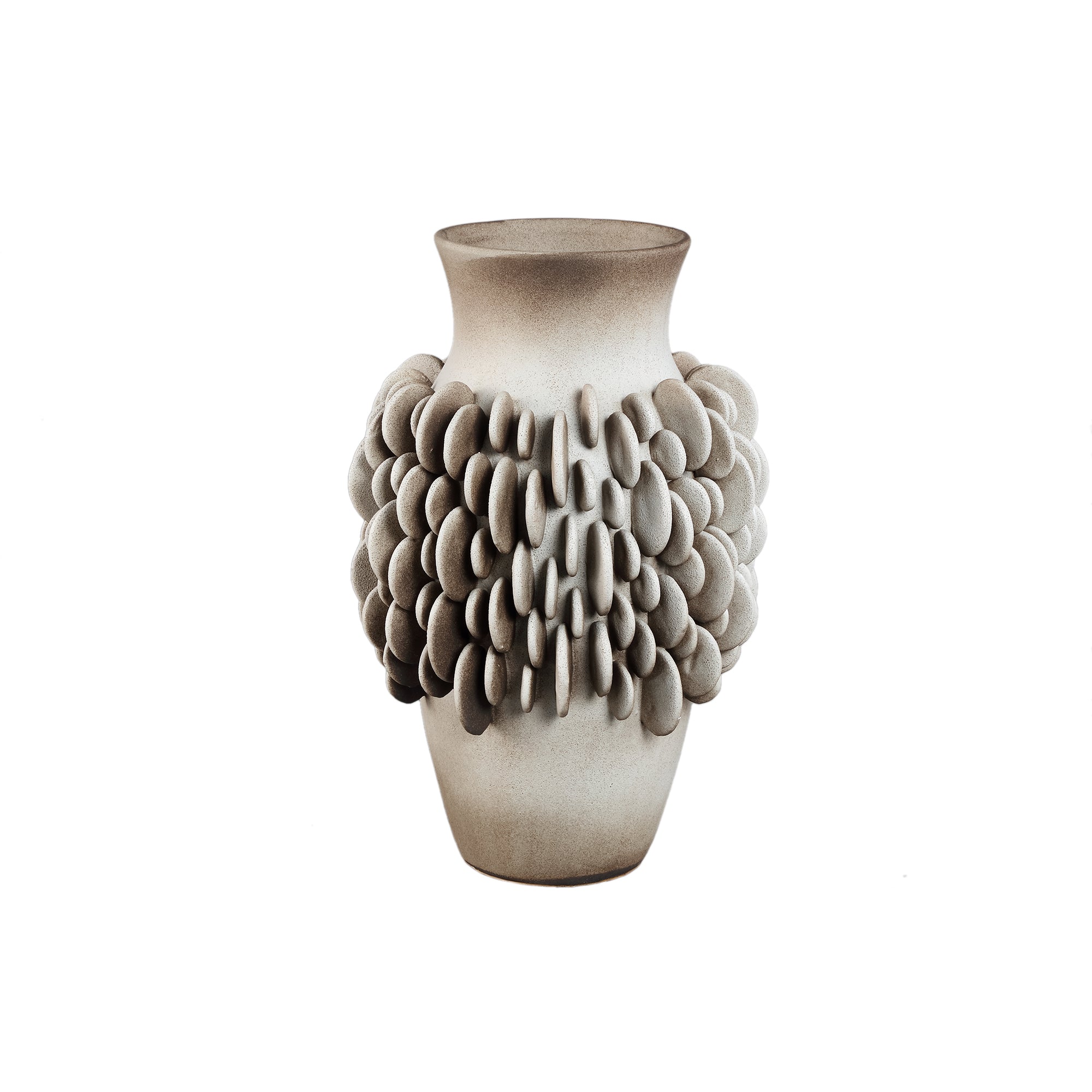 Wina Beige Ceramic Vase With Round Scales High L