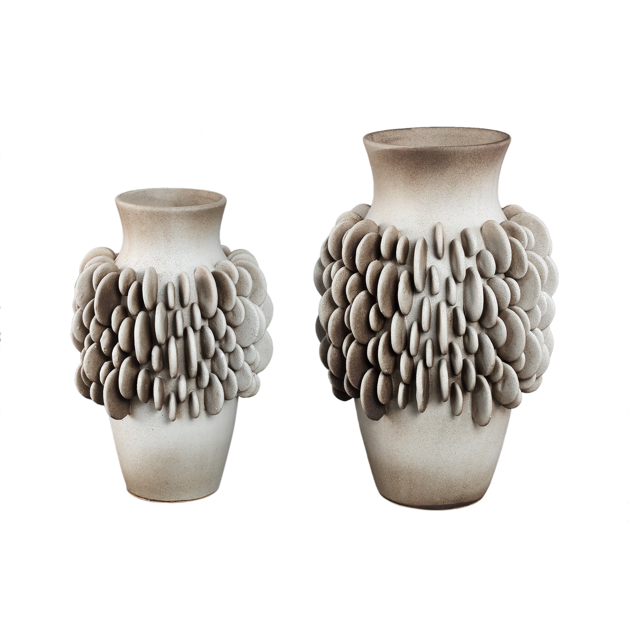 Wina Beige Ceramic Vase With Round Scales High L