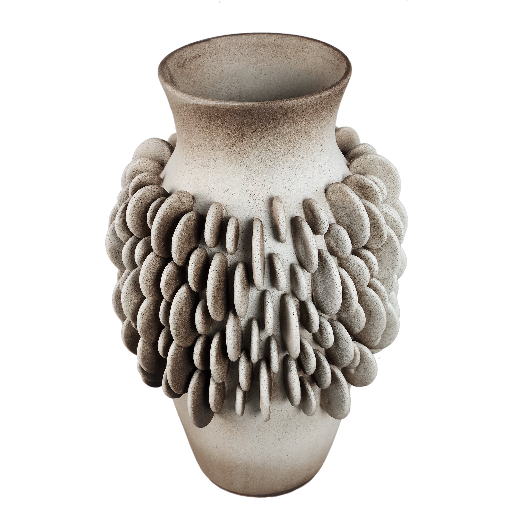 Wina Beige Ceramic Vase With Round Scales High L