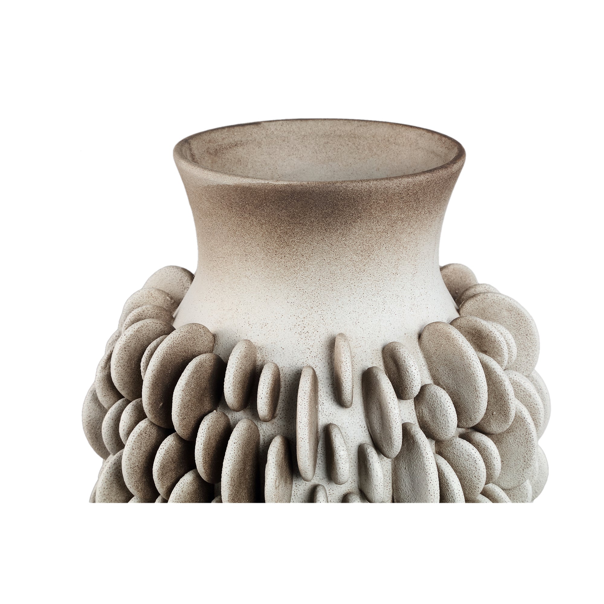 Wina Beige Ceramic Vase With Round Scales High L