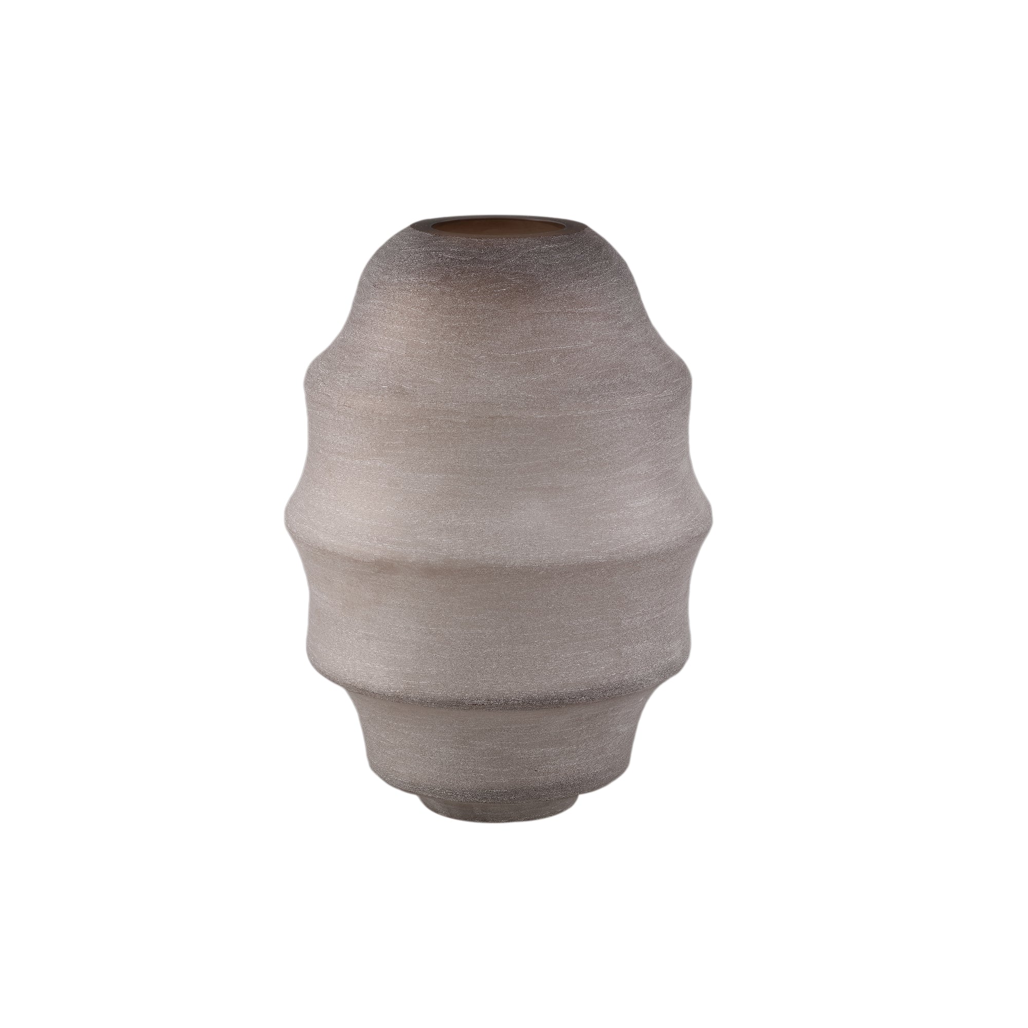 Elladie Beige Round Glass Layered Vase High