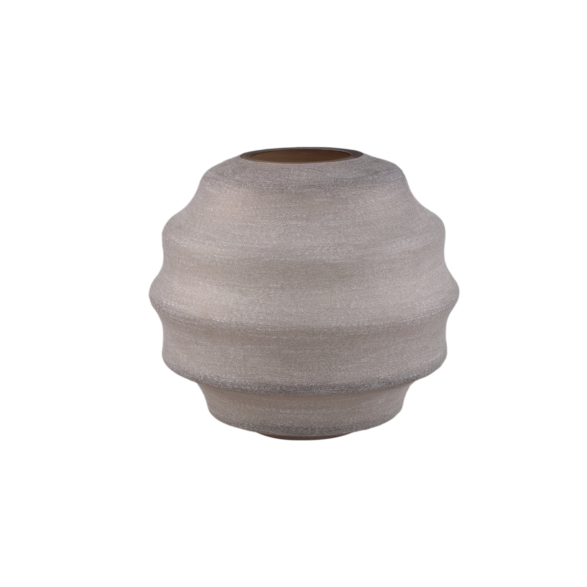 Elladie Beige Round Glass Layered Vase Low