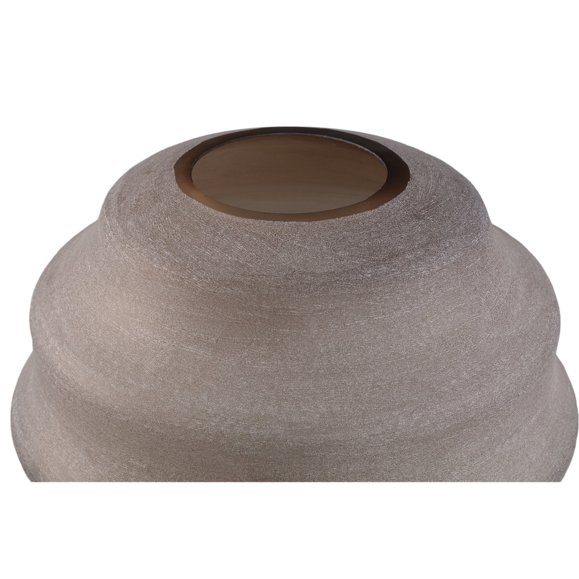 Elladie Beige Round Glass Layered Vase Low