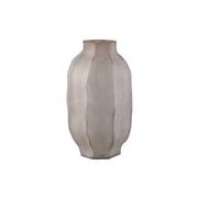 Natae Beige Round Glass Ribbed Vase High