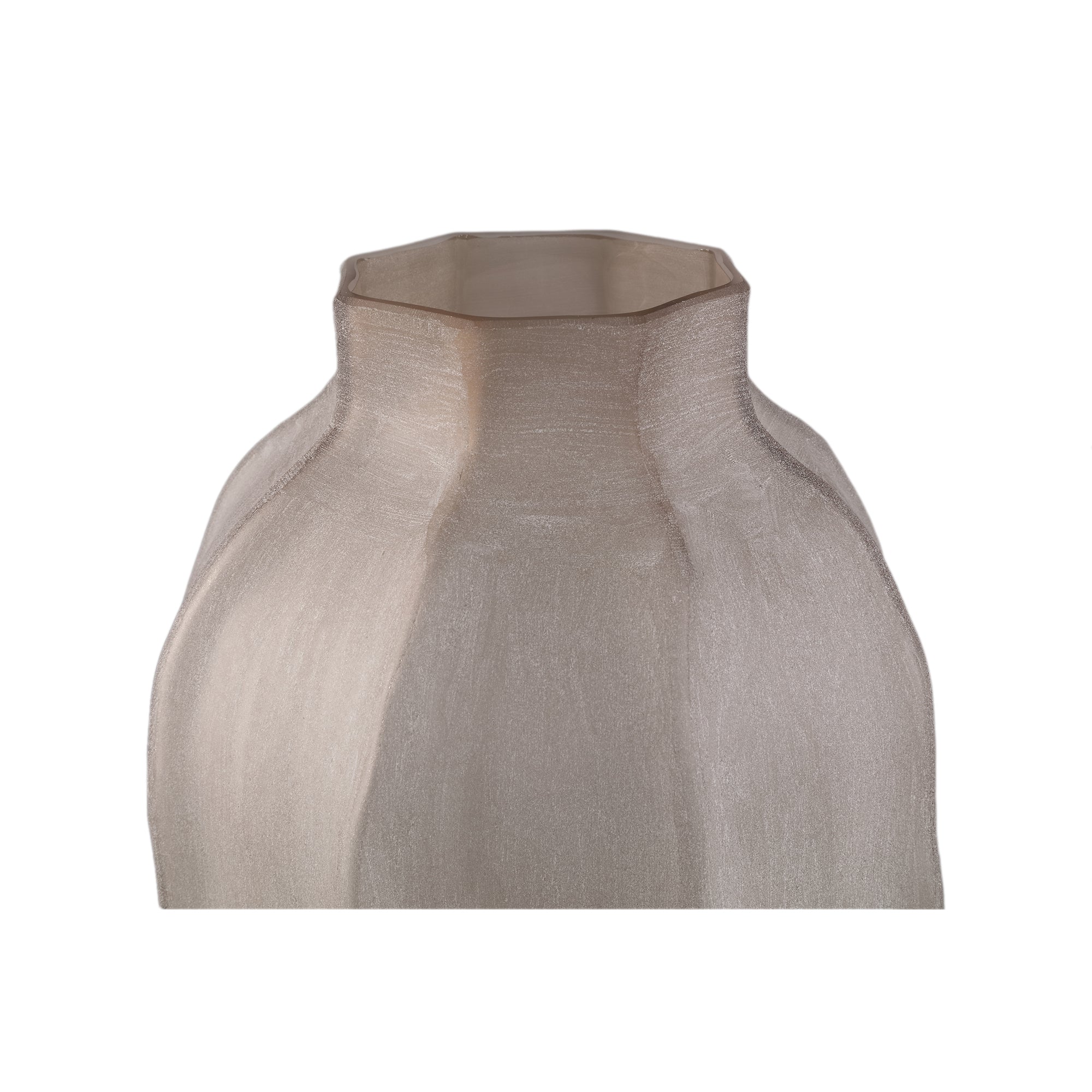 Natae Beige Round Glass Ribbed Vase High