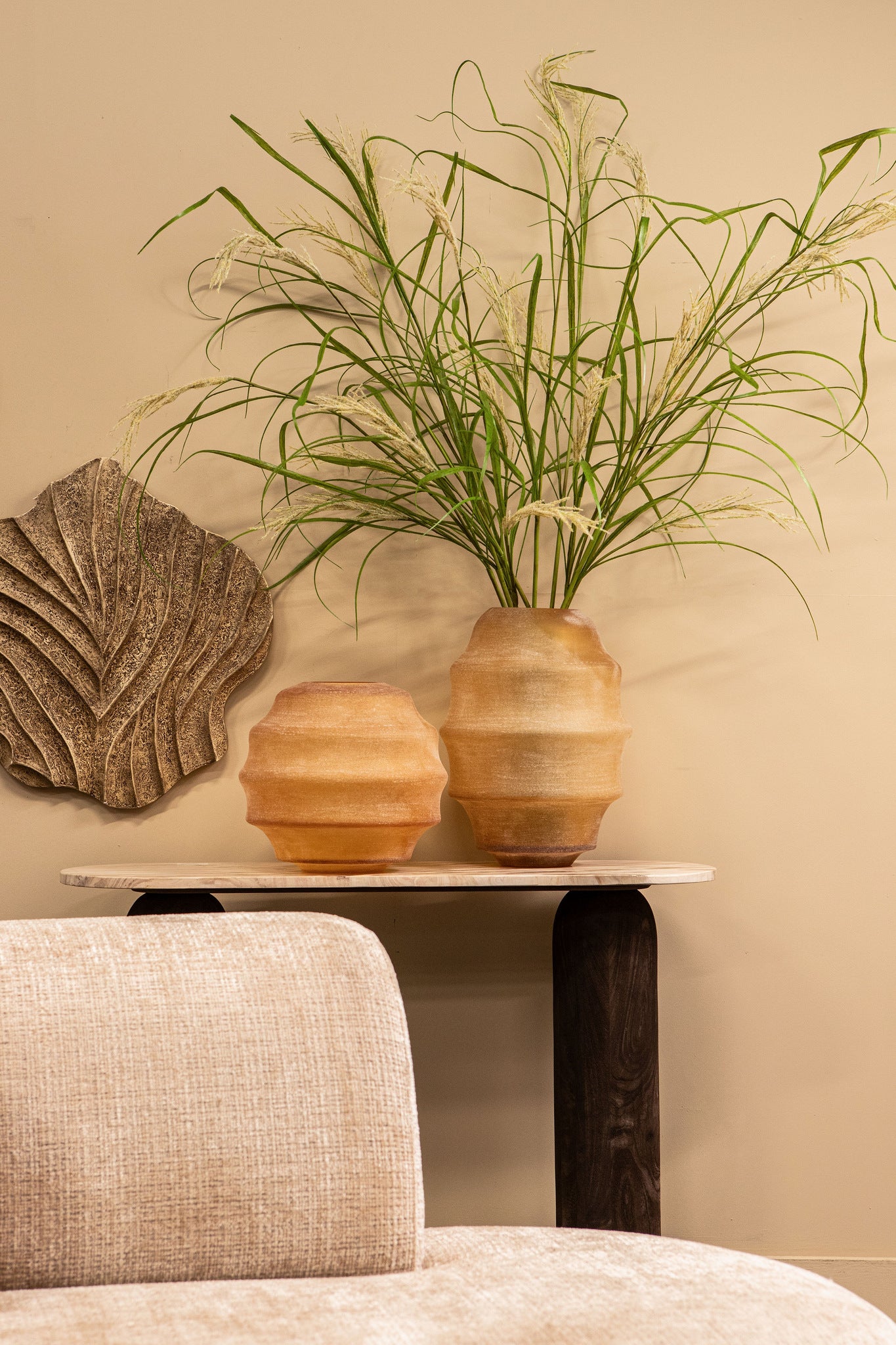 Elladie Amber Round Glass Layered Vase High