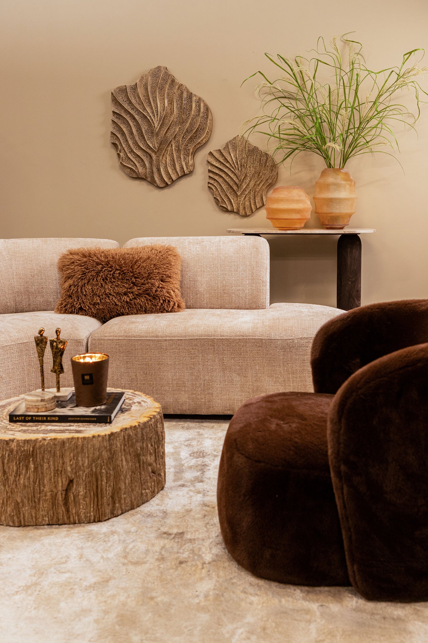 Elladie Amber Round Glass Layered Vase High