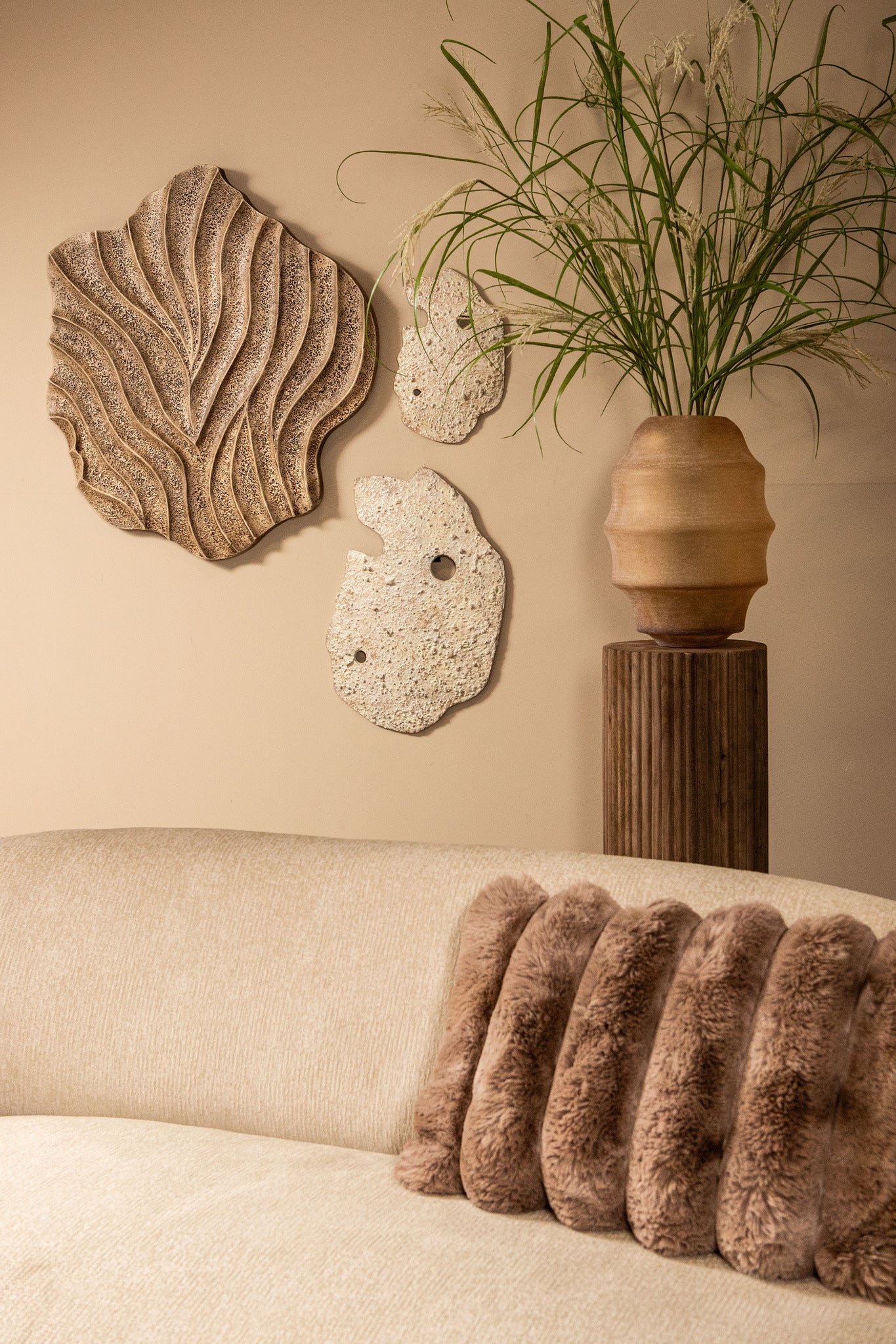 Elladie Amber Round Glass Layered Vase High