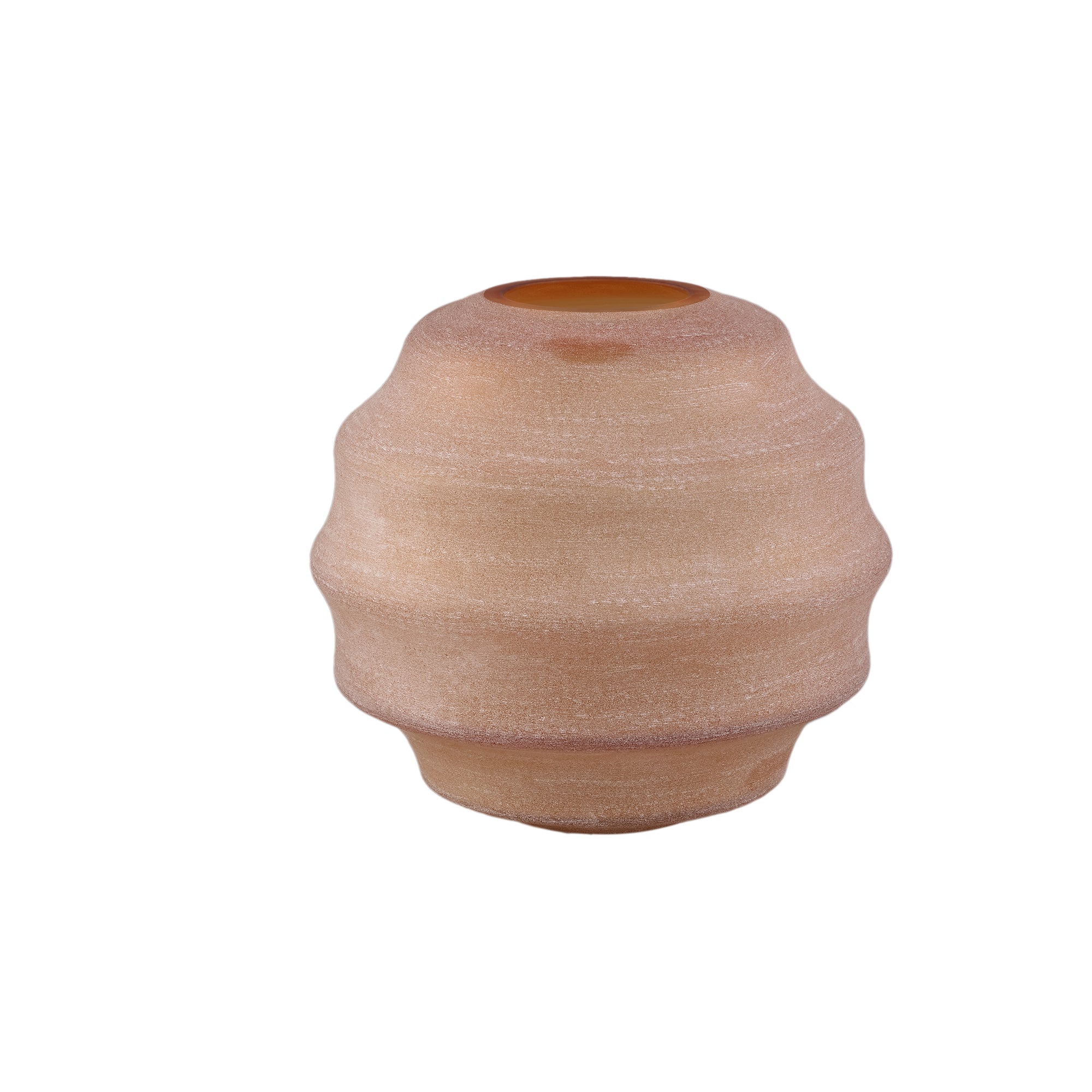 Elladie Amber Round Glass Layered Vase Low