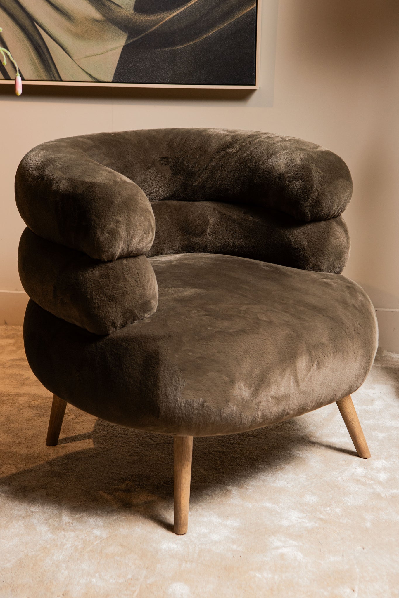 Fauteuil Nelly Dark Brown Fabric Fur