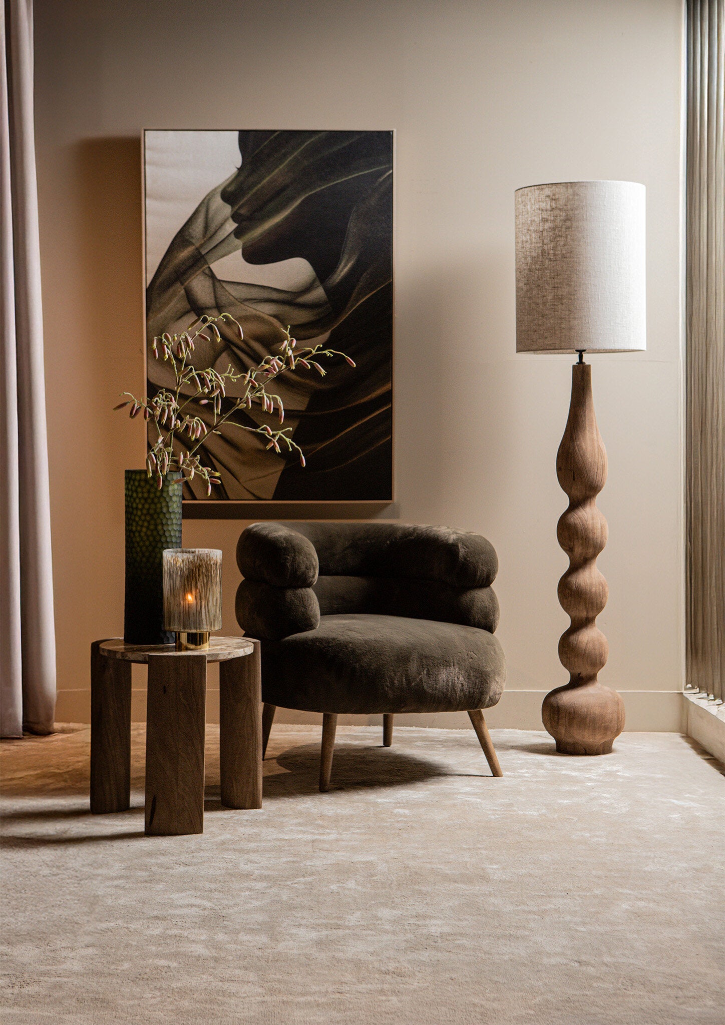 Fauteuil Nelly Dark Brown Fabric Fur