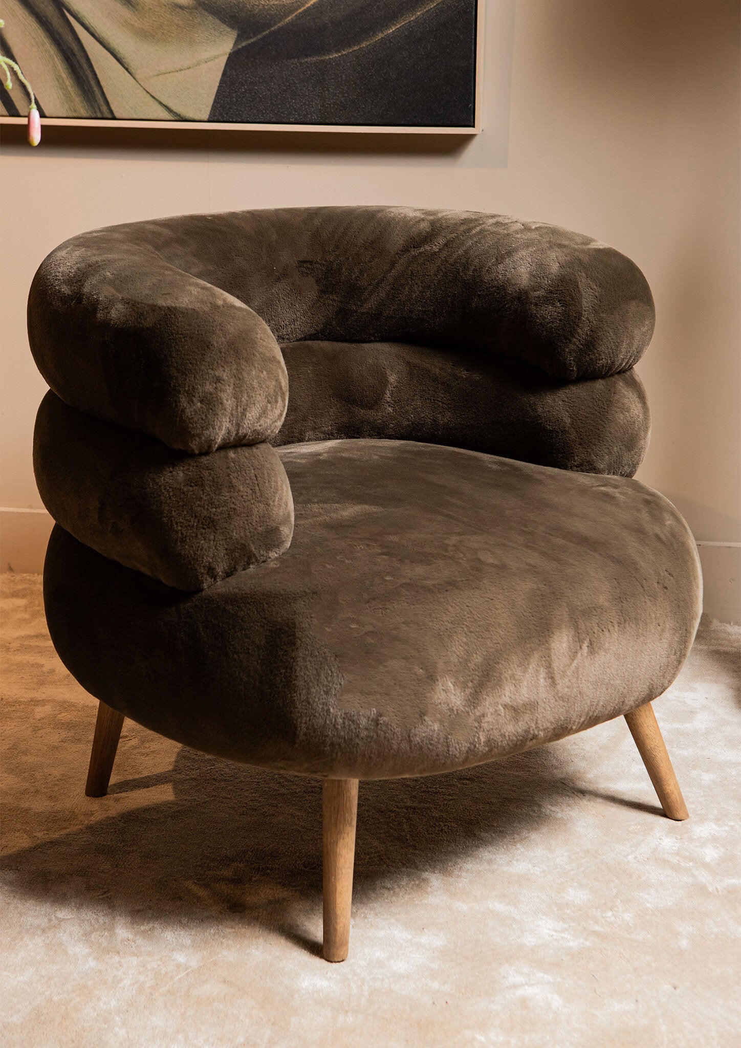 Fauteuil Nelly Dark Brown Fabric Fur