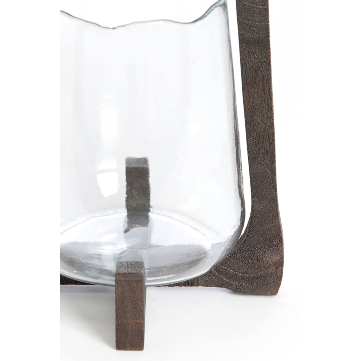 Windlicht Anosy S glas helder+hout